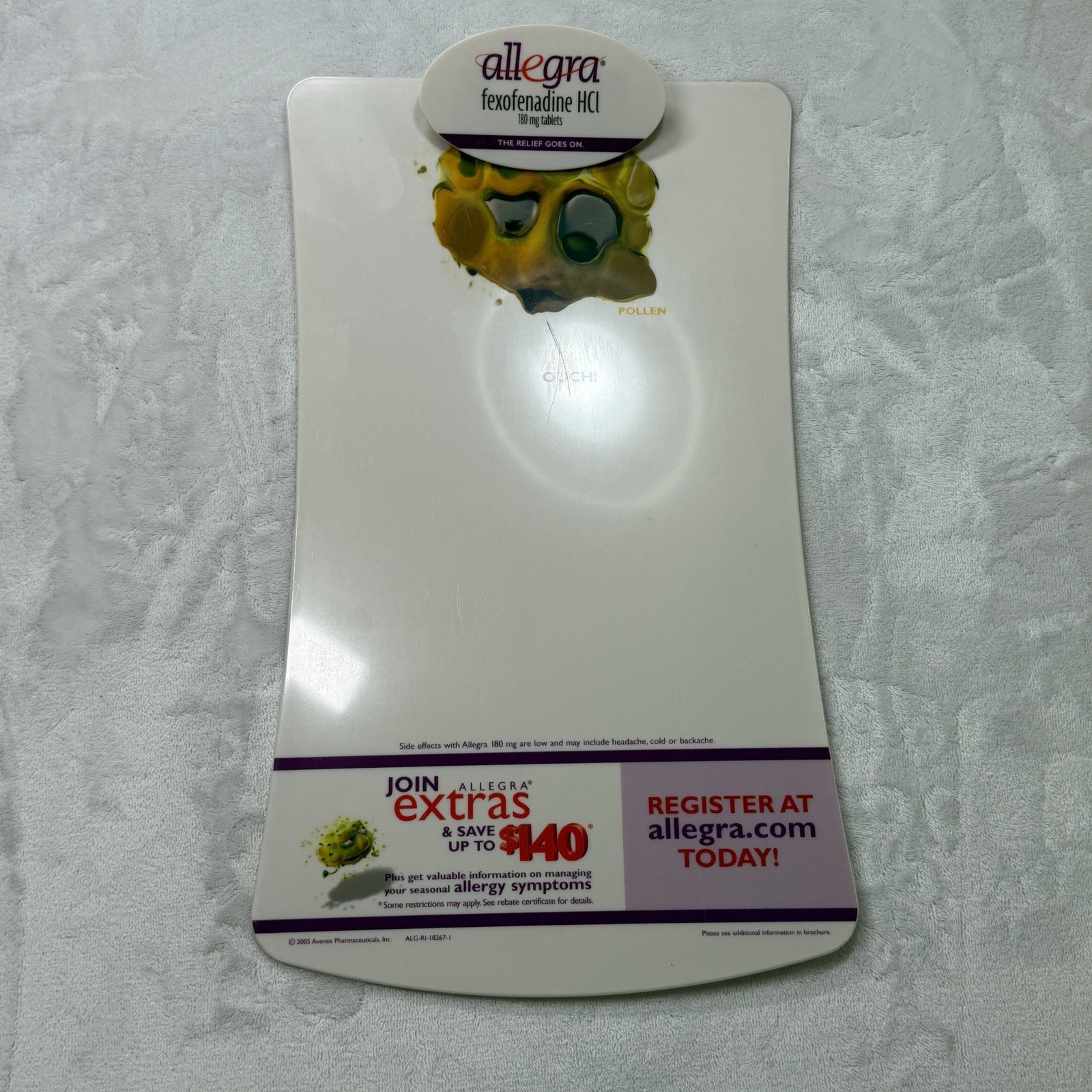 Allegra Fexofenadine HCl Promotional Clipboard Drug Rep Pharma 2005