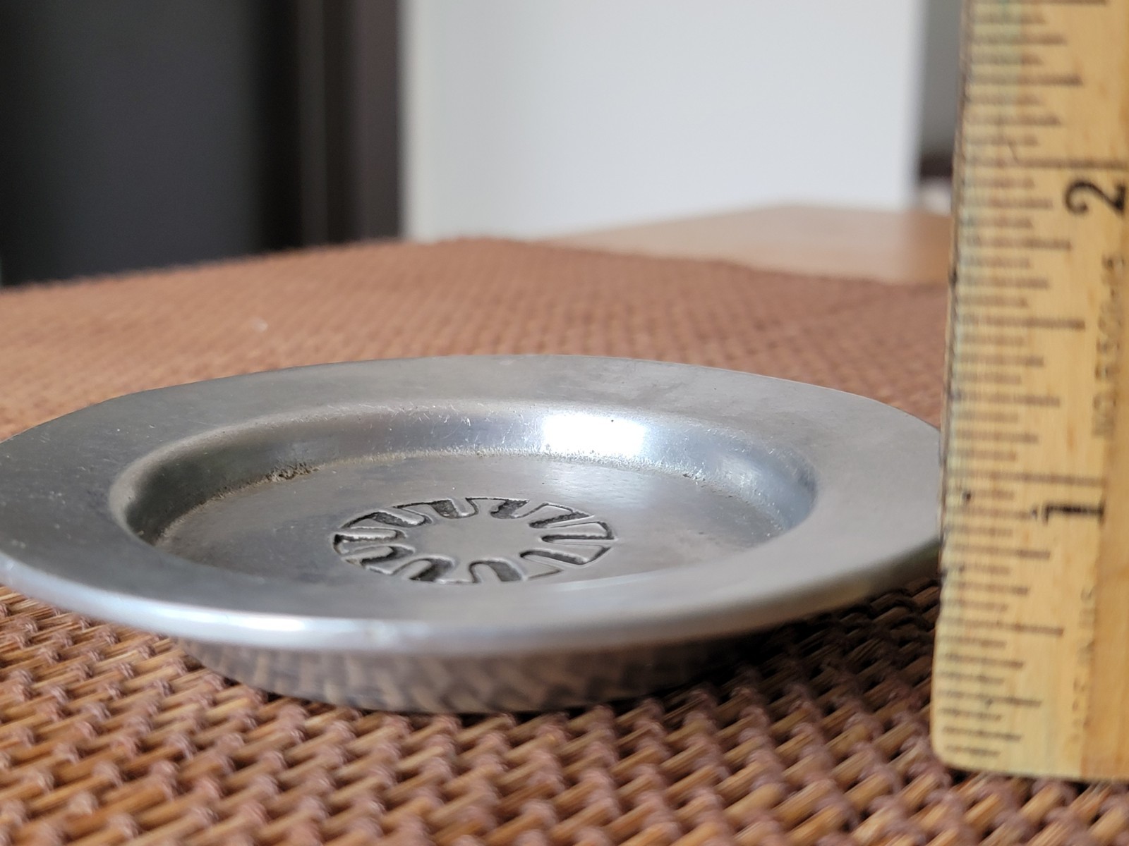 VTG *The UPJOHN CO* Cast Aluminum TRINKET DISH/4″ Ashtray Employee Service Award