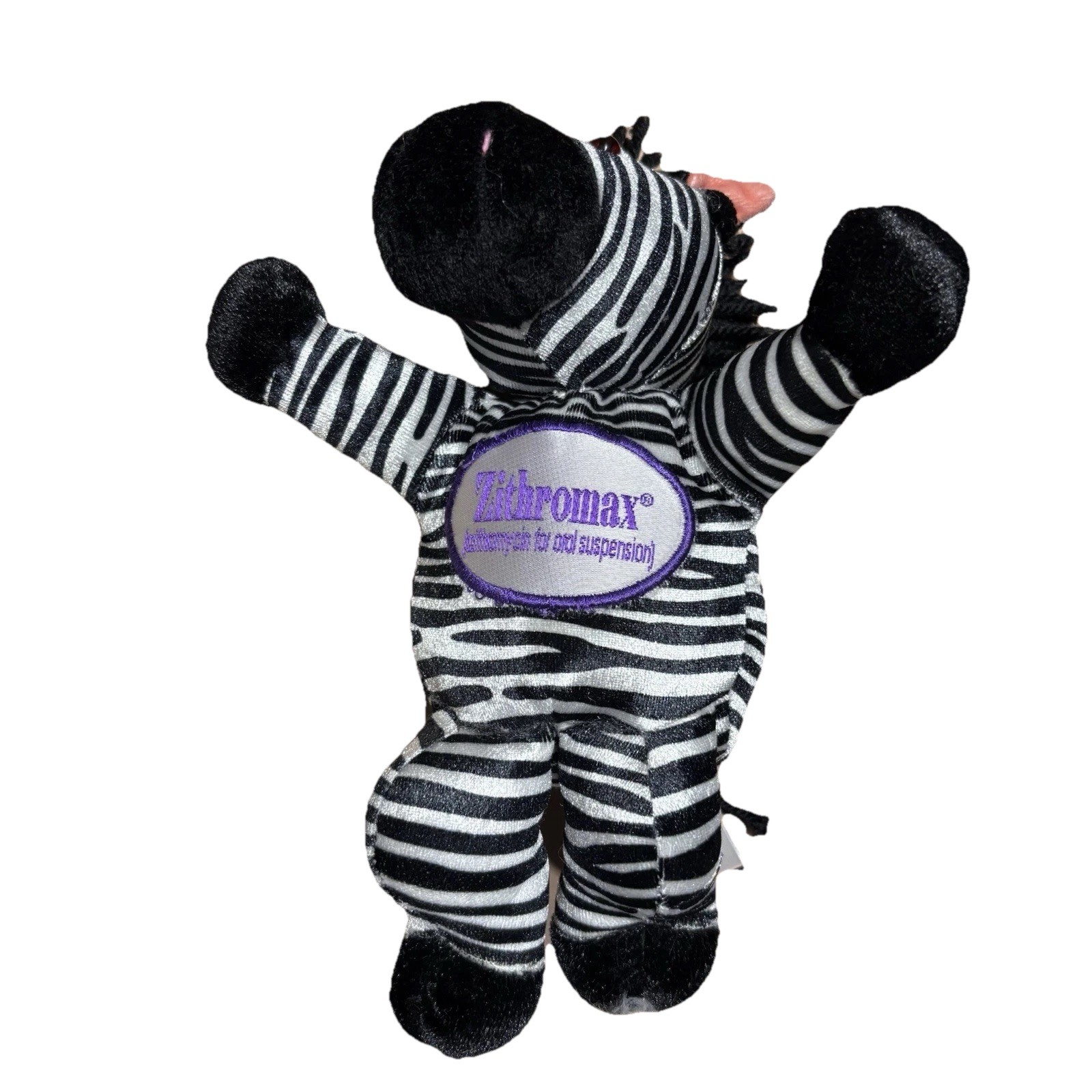 VTG Zebra Plush Advertising Drug Rep Pharma Stuffed Animal Zithro Pfizer 2002