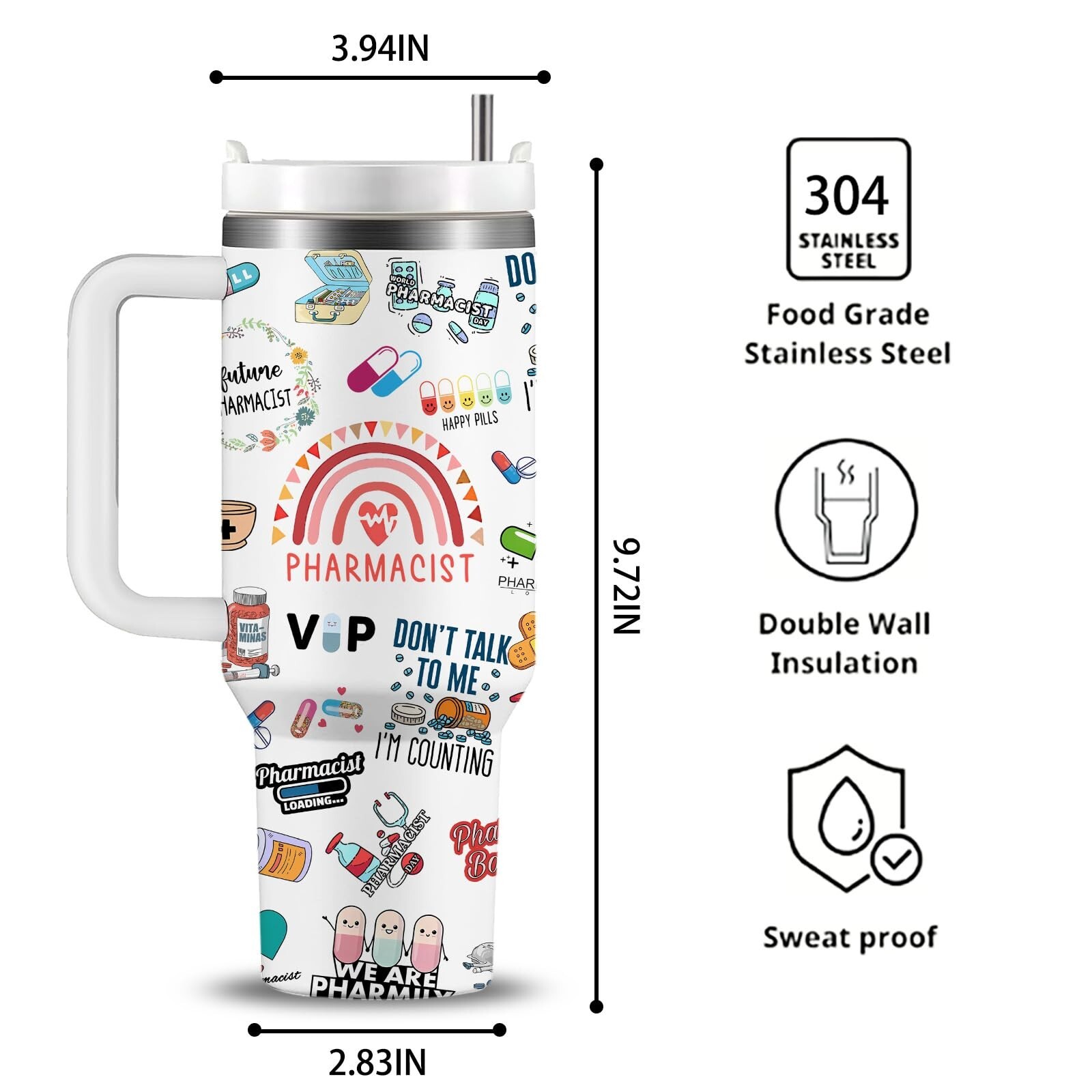 Pharmacy Technician Gifts, Pharmacy Gifts, Stainless Steel 40Oz Pharmacist Co…