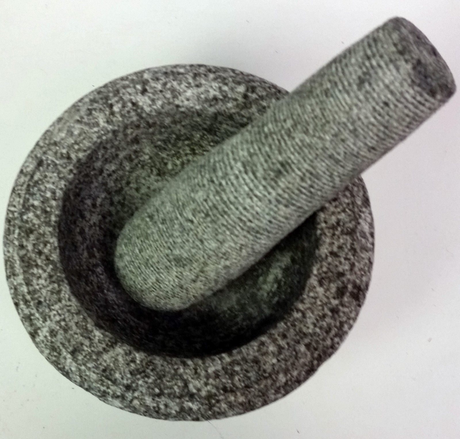 4″ Mortar and pestle grey unfinished granite detailed turnings pestle & mortar