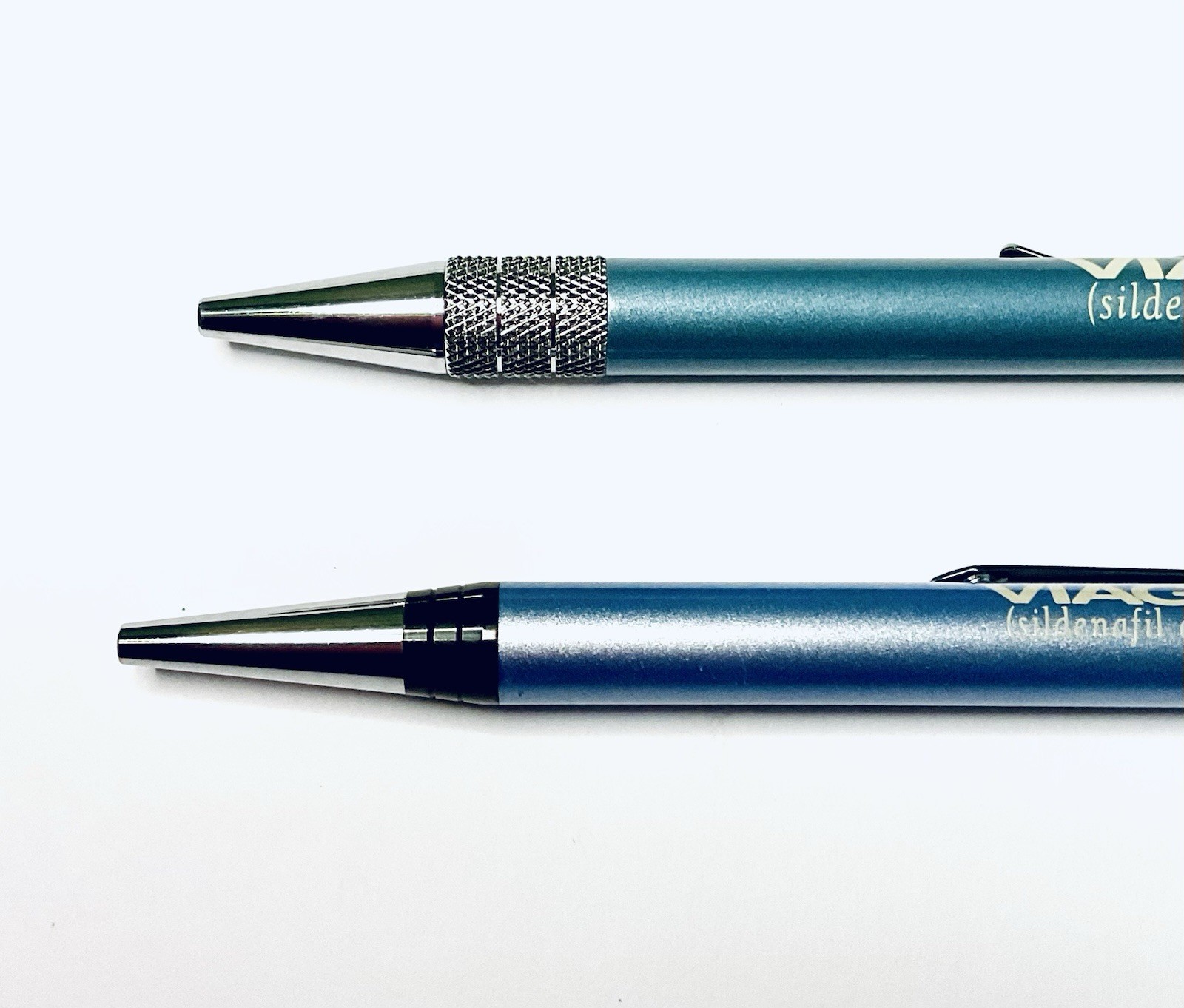 VIAGRA DRUG REP PENS HEAVY METAL RETRACTABLE REFILLABLE LOT OF 2 METALLIC