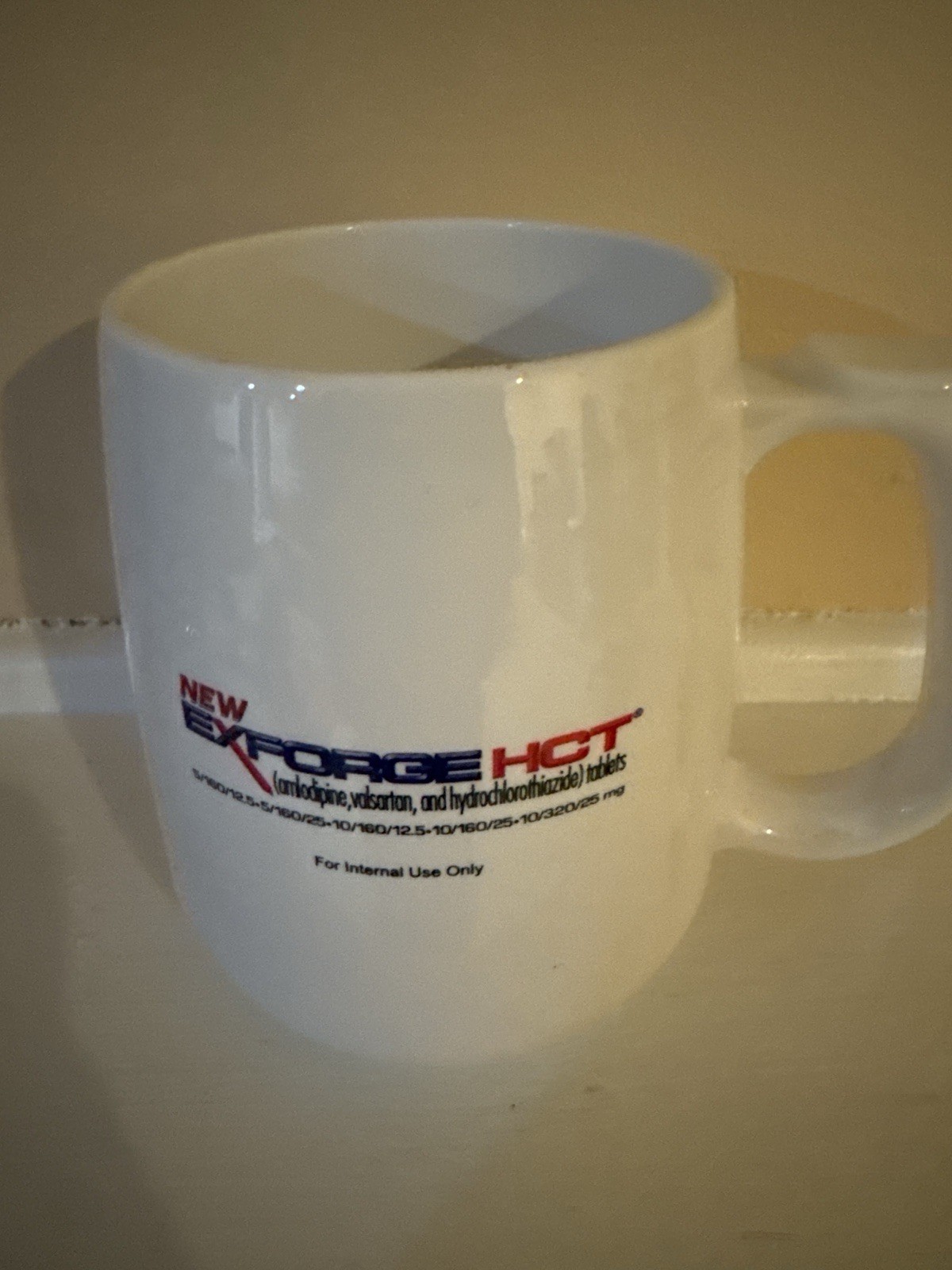 Exforge HCT Pharma Promo Plastic Coffee Mug White 12 oz Novartis