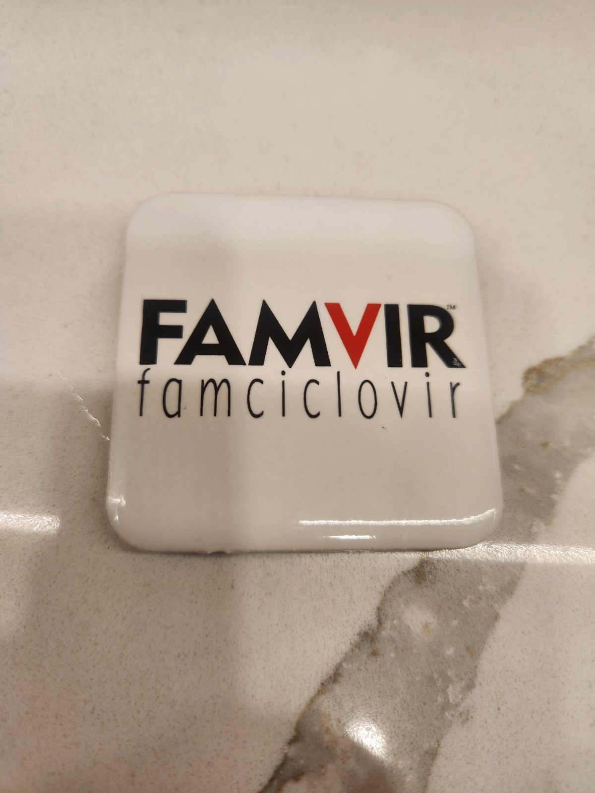 Drug Rep FAMVIR Pharmaceutical Collectible Square Ceramic Fridge Magnet