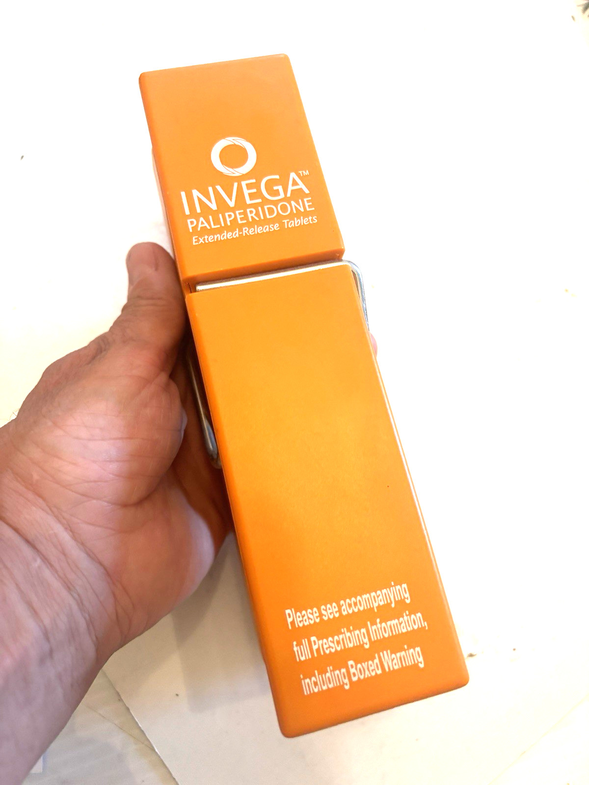 HUGE CLIP INVEGA PALIPERIDONE PHARMACEUTICAL AD – PAPER WEIGHT – PROMO ITEM