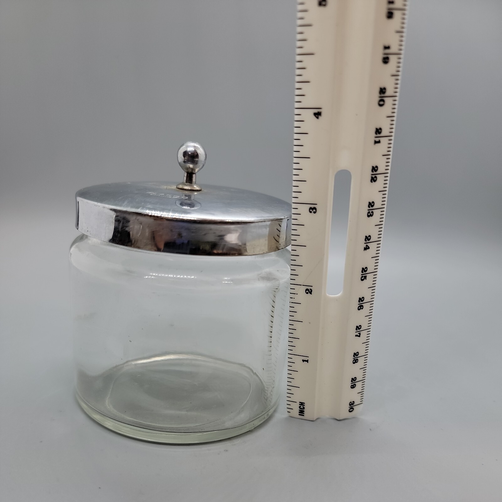 Vintage Glasco Apothecary Glass Jar with Chrome Lid MCM