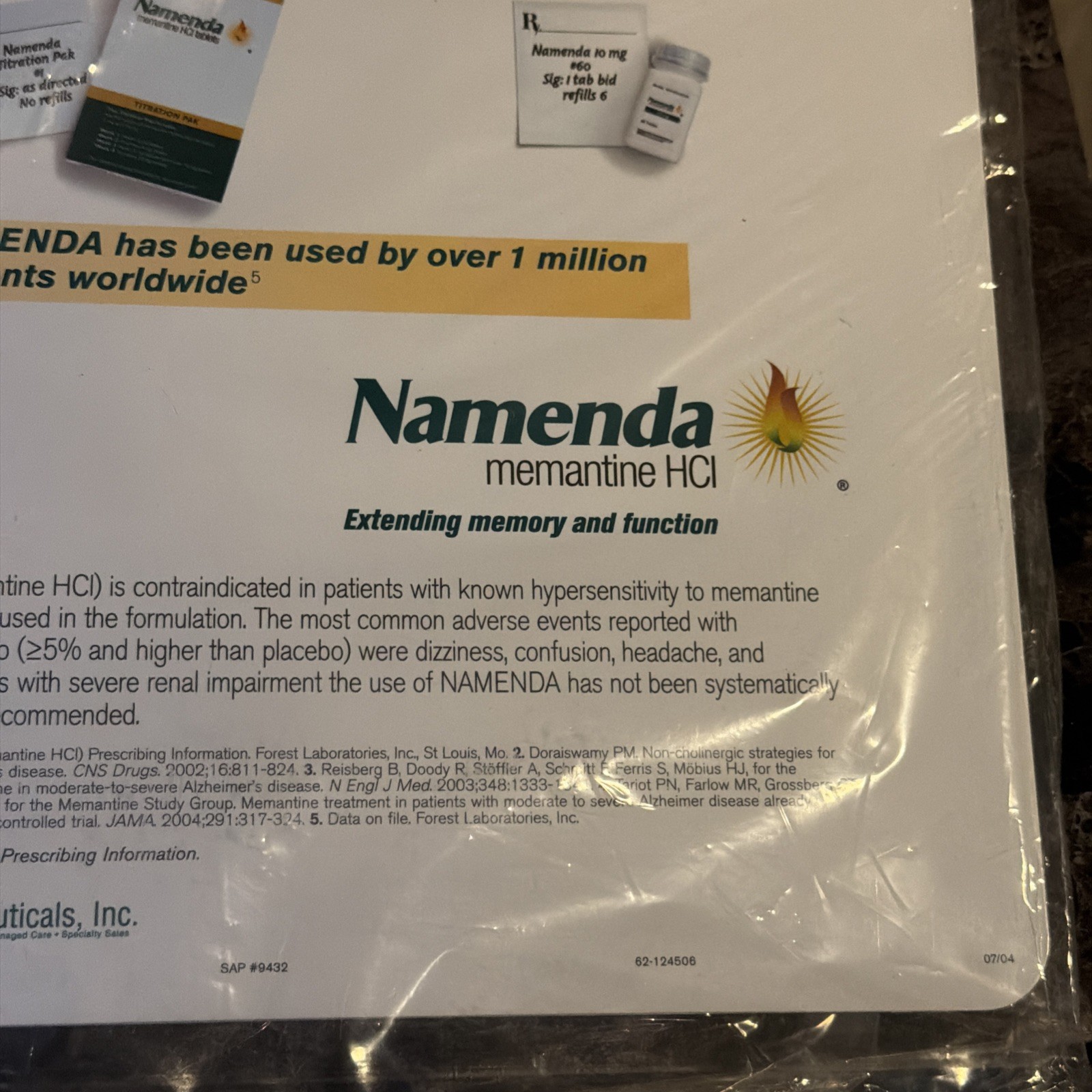 Namenda Pharmaceutical Clipboard Drug Rep Promo 2000s