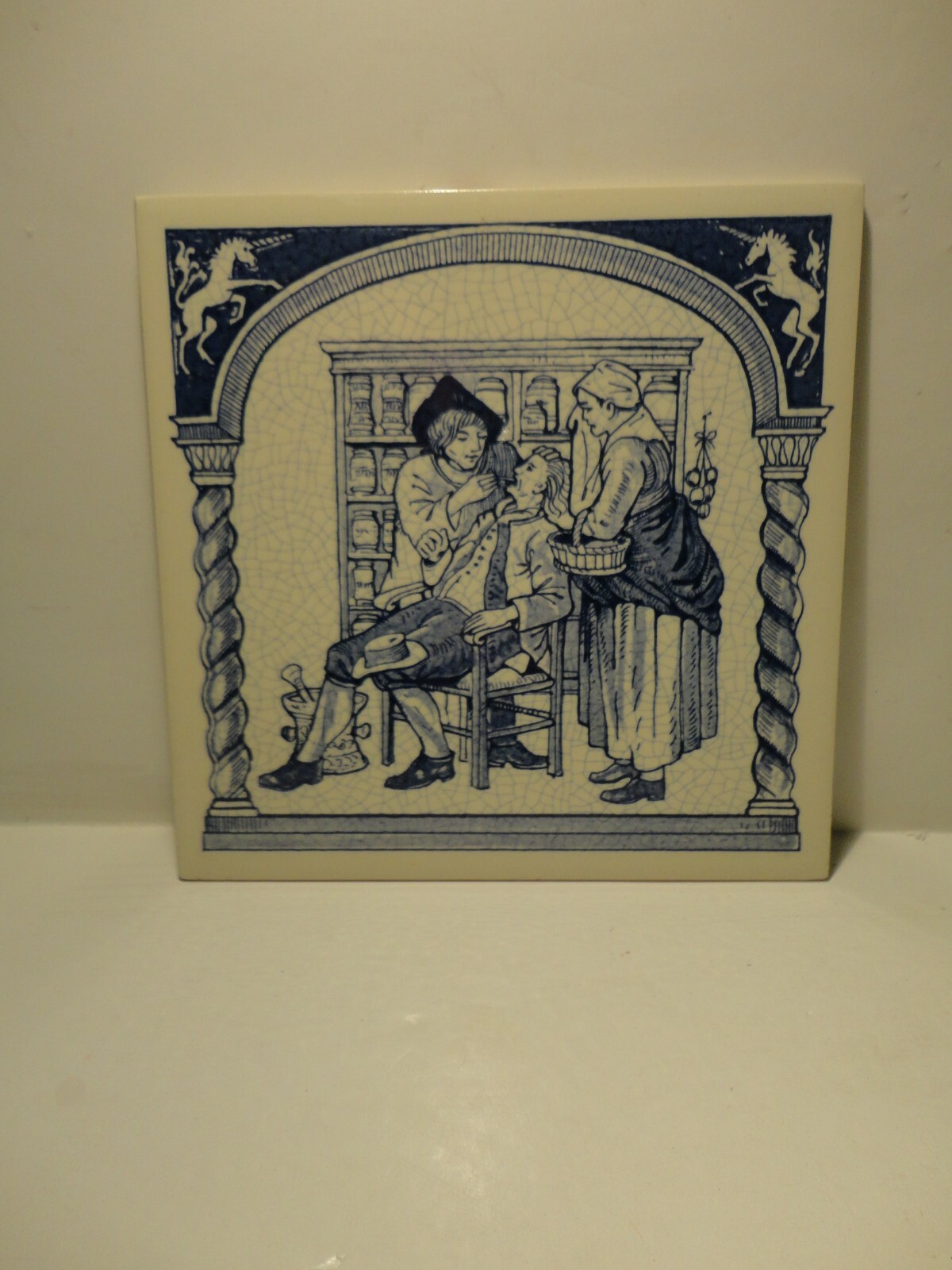BURROUGH Pharmaceutical English Pill Tile Pharmacy Apothecary Set Delft 9 of 12