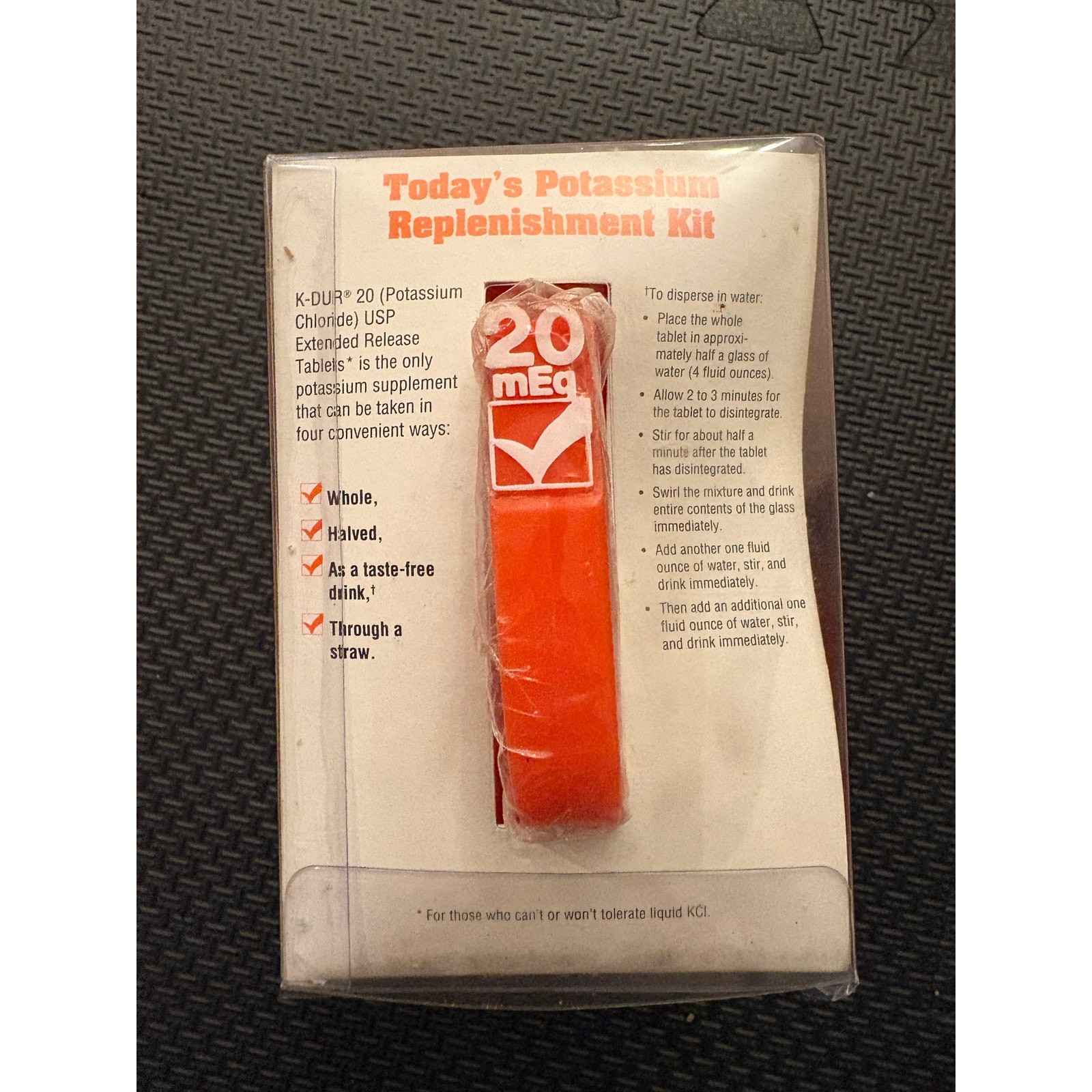 K-Dur 20 Potassium Key Pharmaceuticals Drug Rep Swag Mug Straw 1992 NOS
