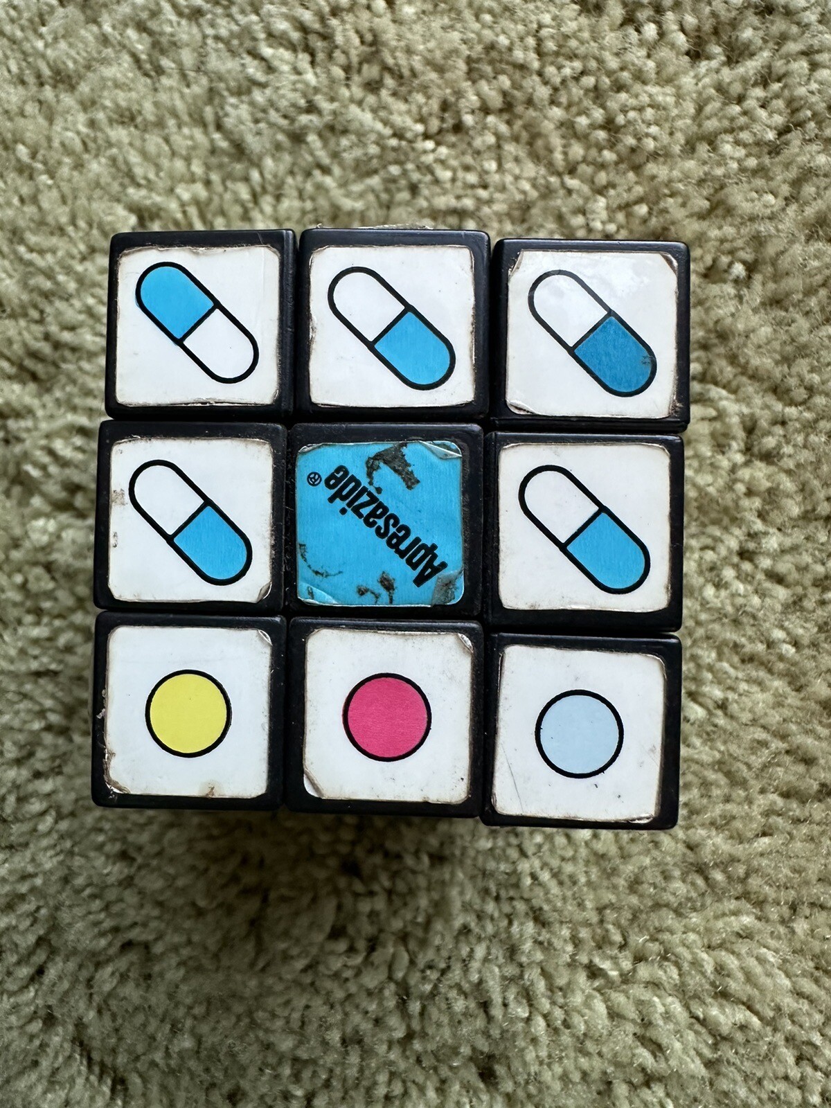 Vintage Pharmaceutical Drug Rep Rubik Cube Ad For Apresazide, Ciba, Etc, Used