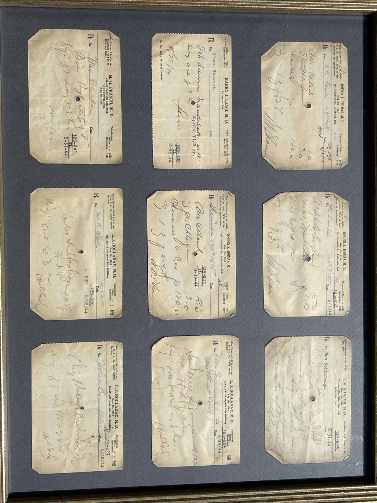 WWII 1944 Handwritten Doctor Pharmacist Prescriptions Framed Display Pharmacy
