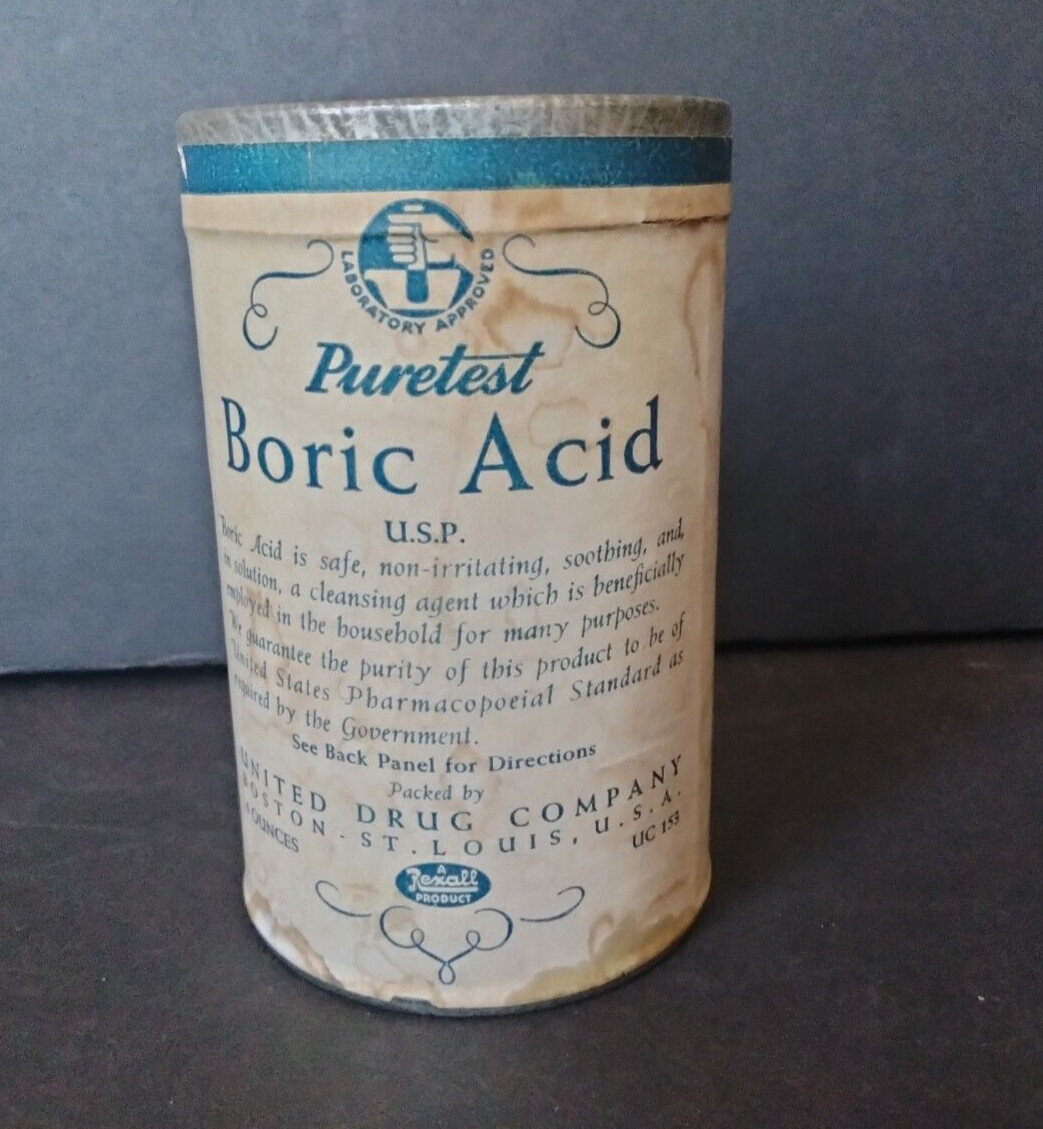 Vintage Puretest Tin Container United Drug Company Rexall Products