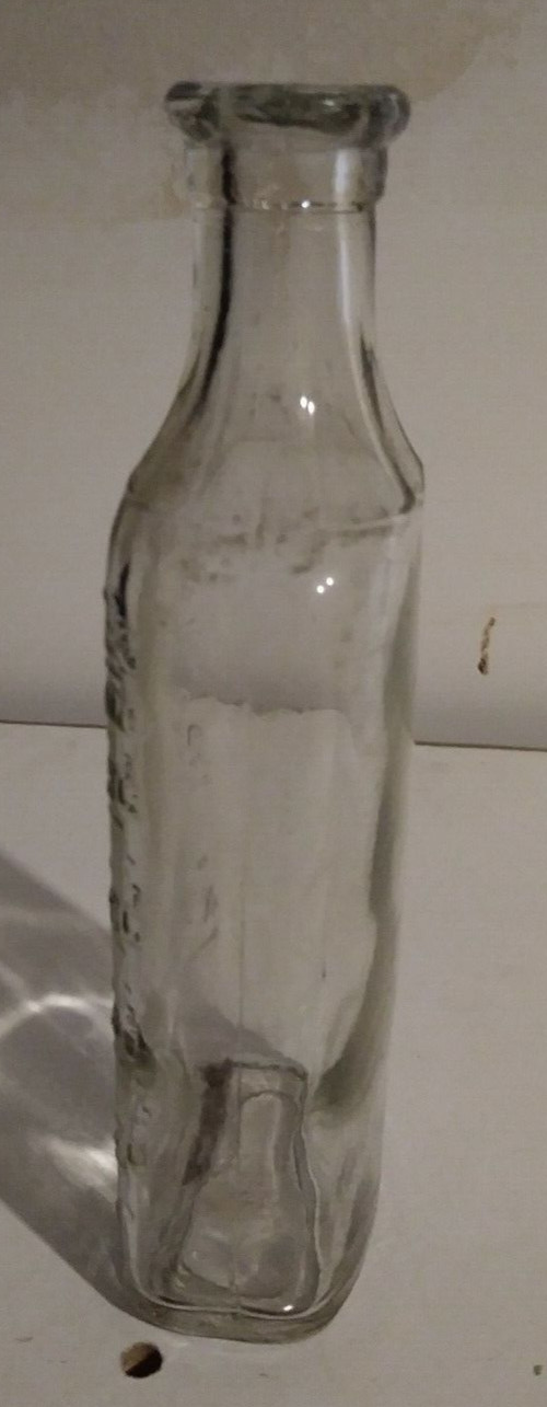 Vintage Rectangular Bottle, Clear Glass, Perfume or Pharmacy