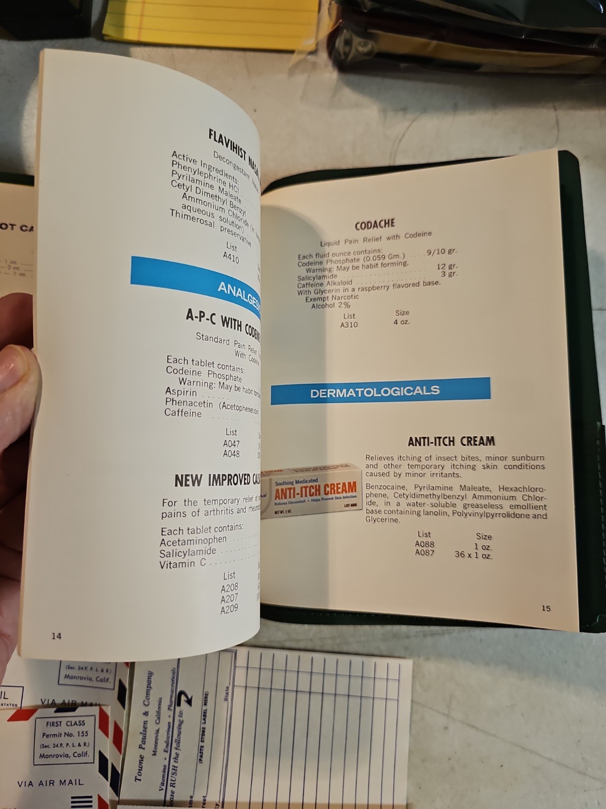 Vintage 1972 Towne Paulsen & Co Pharmaceutical Catalog And Price Lists