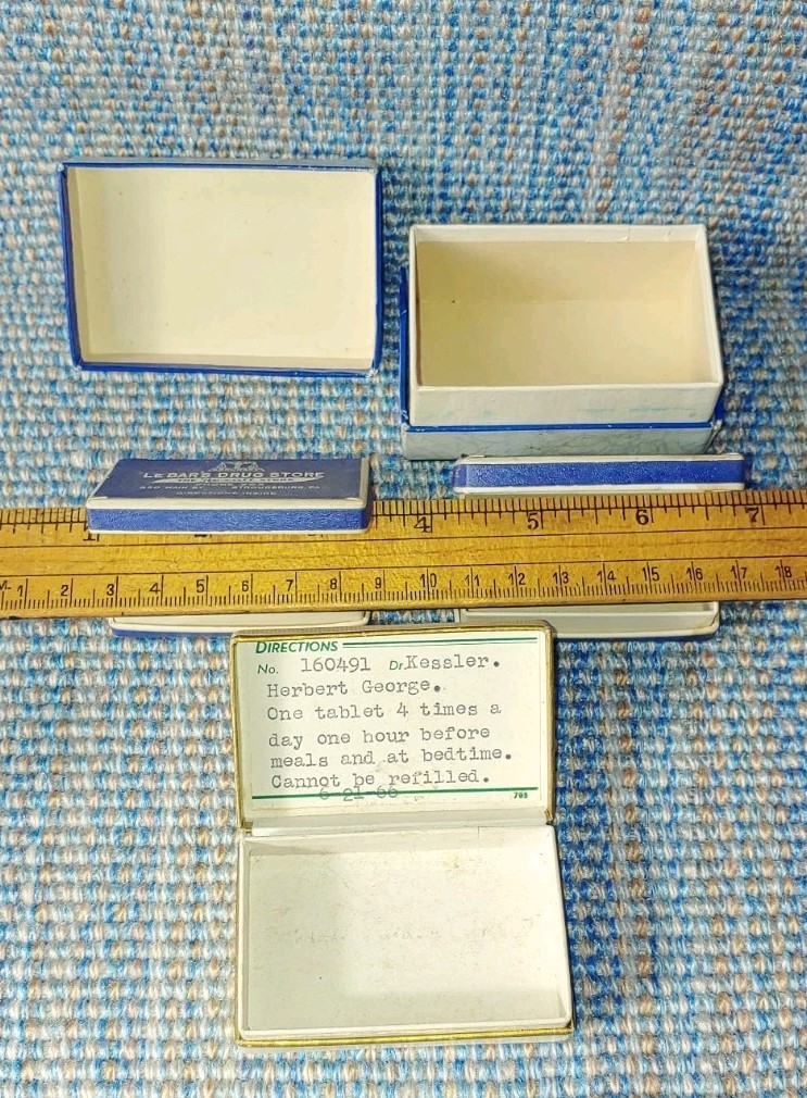 4 VTG Preston Pharmacy Boxes Cardboard Binghamton NY, Nazareth & Stroudsburg PA
