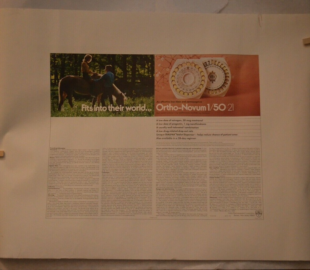 Lot of (2) Vintage “Their World” Ortho-Novum Birth Control Advertisement Poster