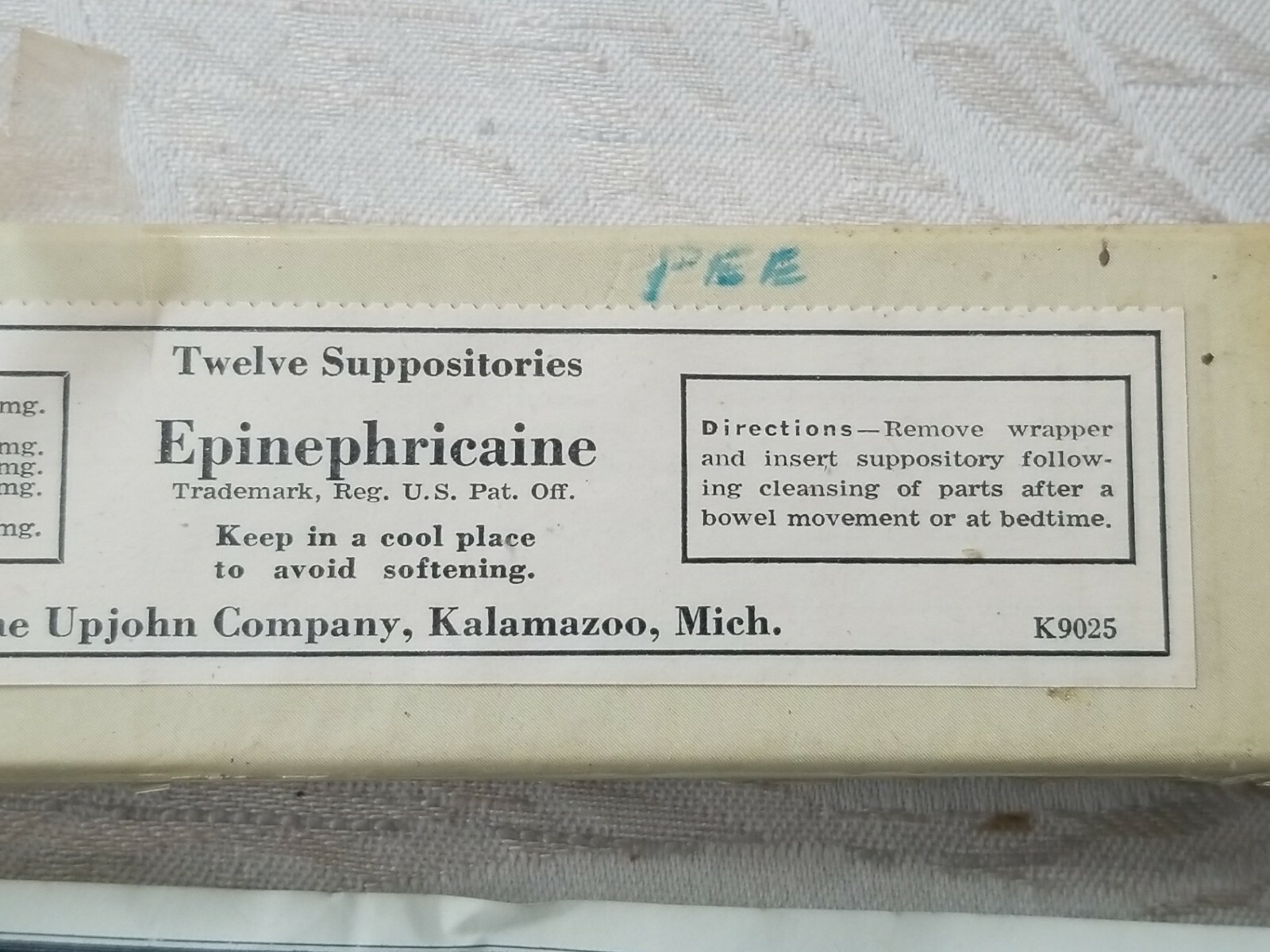 NOS Vintage 1940s Epinephrine Benzocaine Suppositories Upjohn
