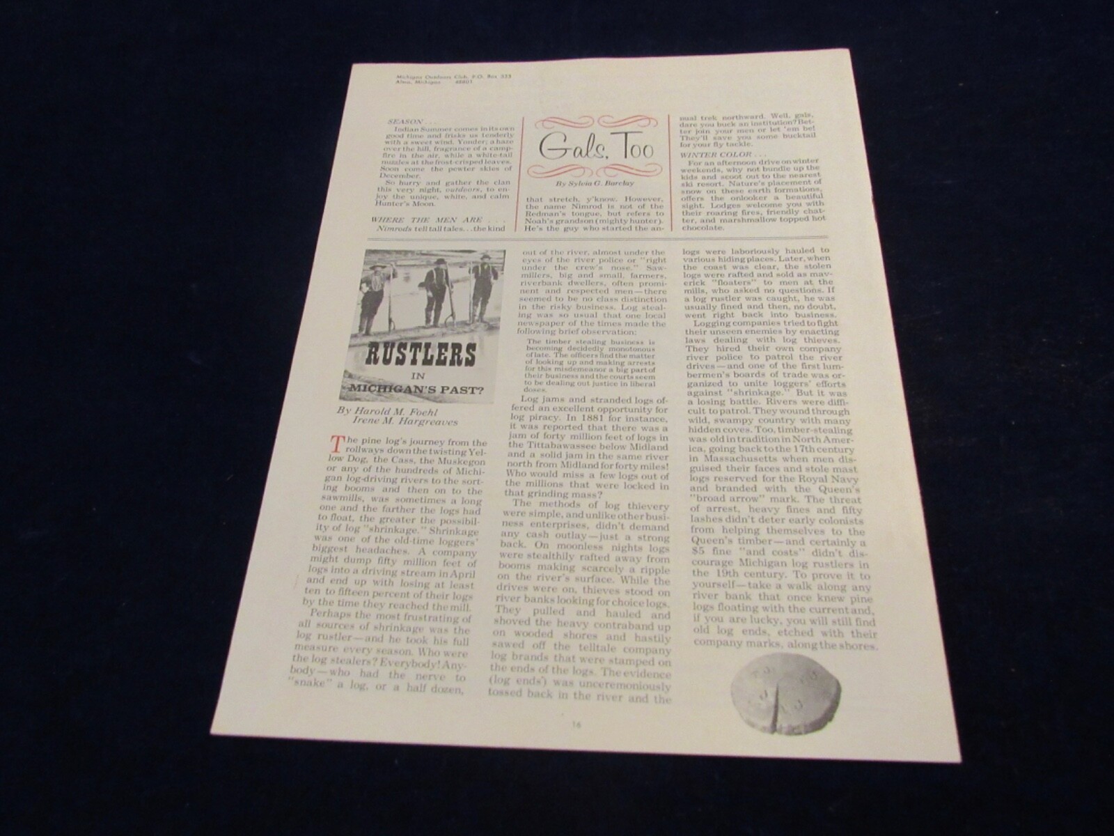 1966 Michigan Outdoors Club Digest w/Annual Fishing Contest Winners info B139