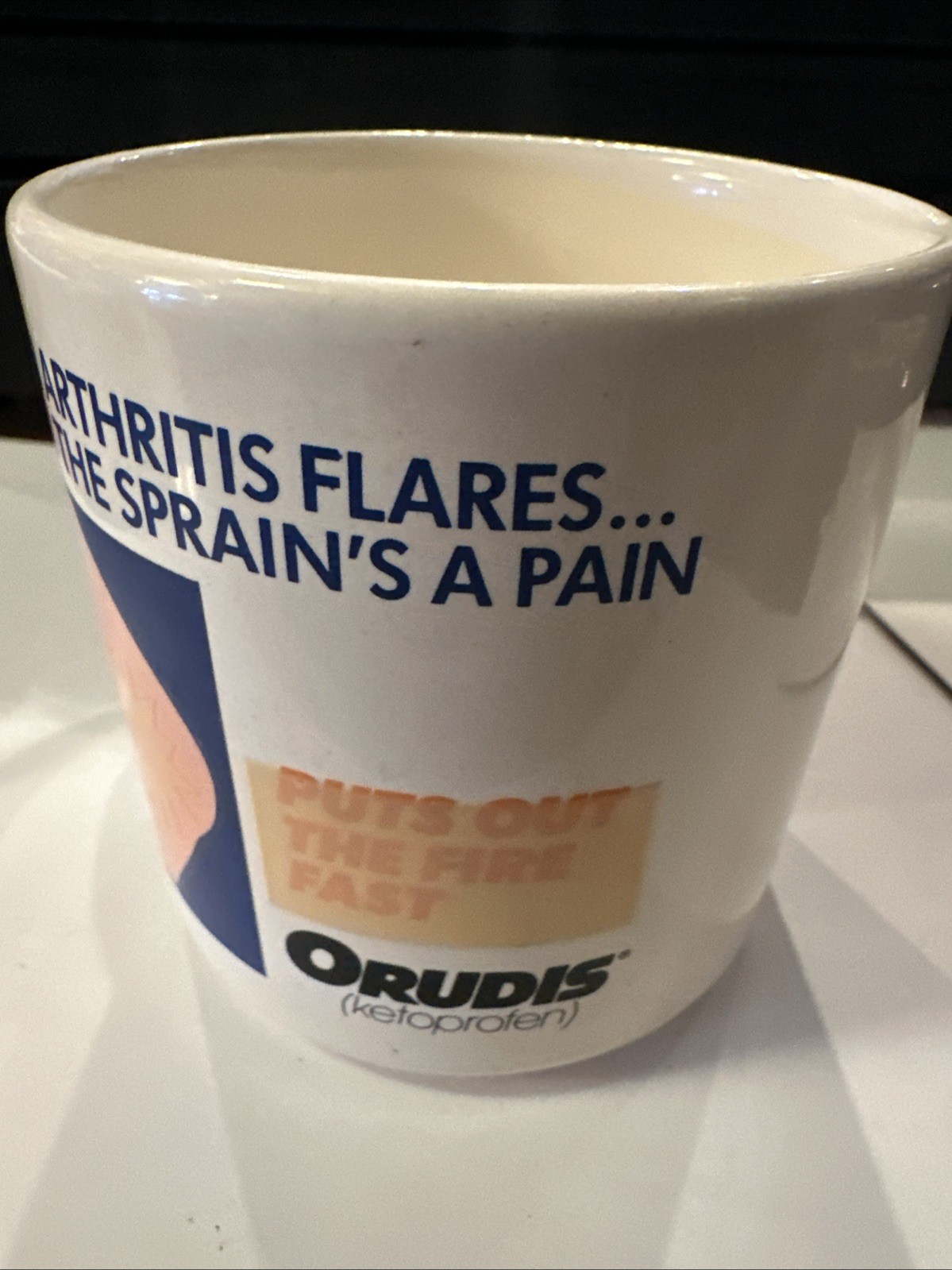 Vtg Orudis Ketoprofen Advertising Mug Cup Drug Pharmaceutical Rep Temp Sensitive