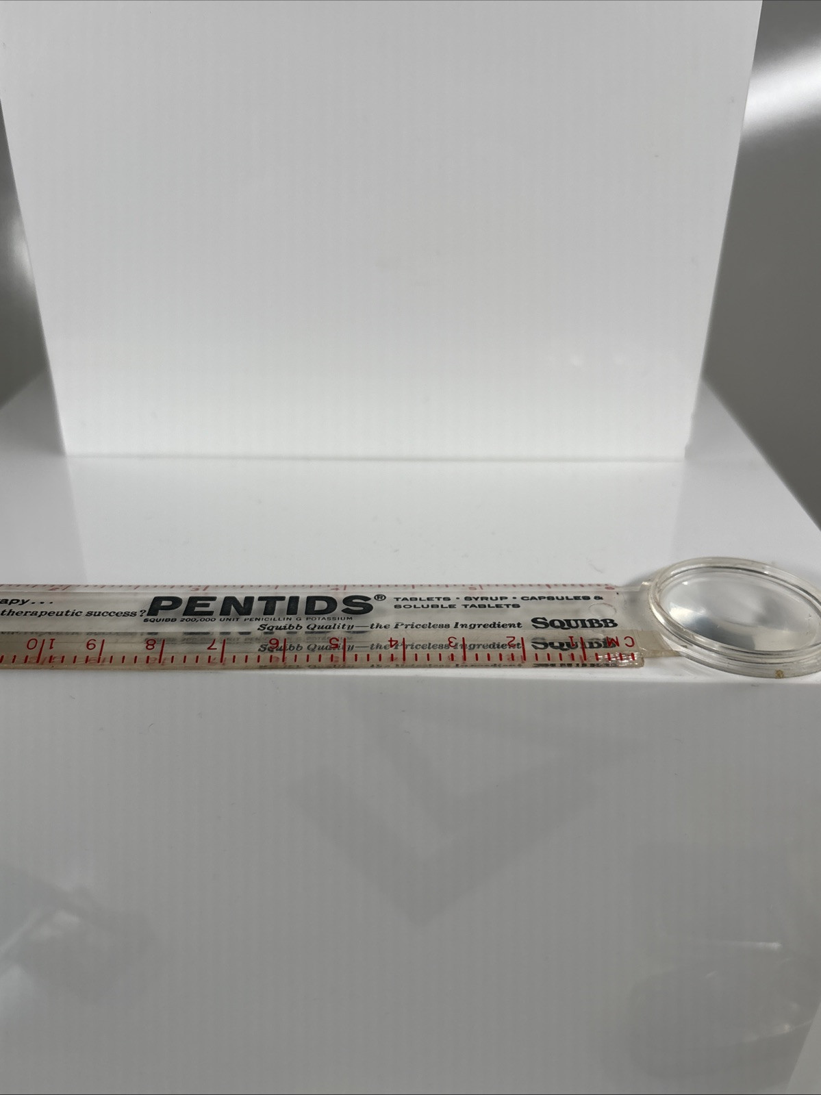 VTG Rare Squibb Pentids Penicillin Therapy Ruler/ magnifier Advertising