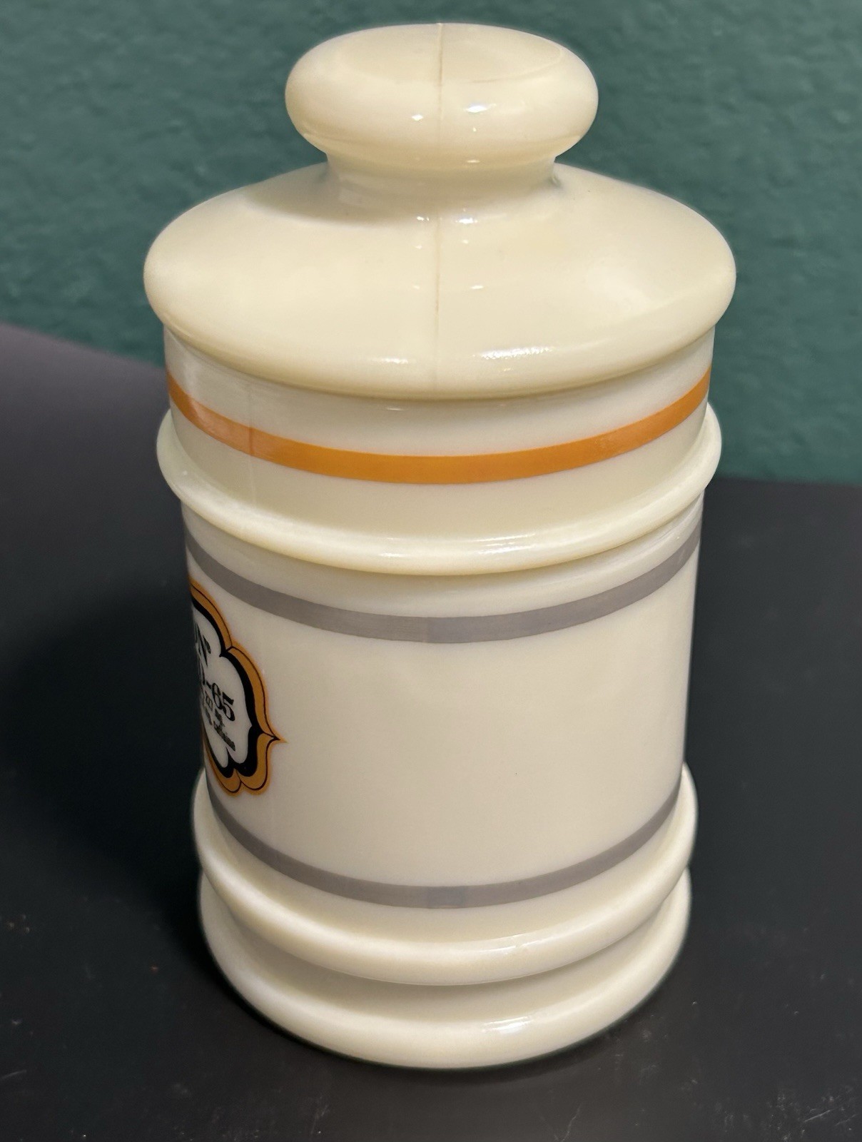 Darvon Compound – 65 Custard Glass Apothecary Jar Great Graphics Vintage Pharma