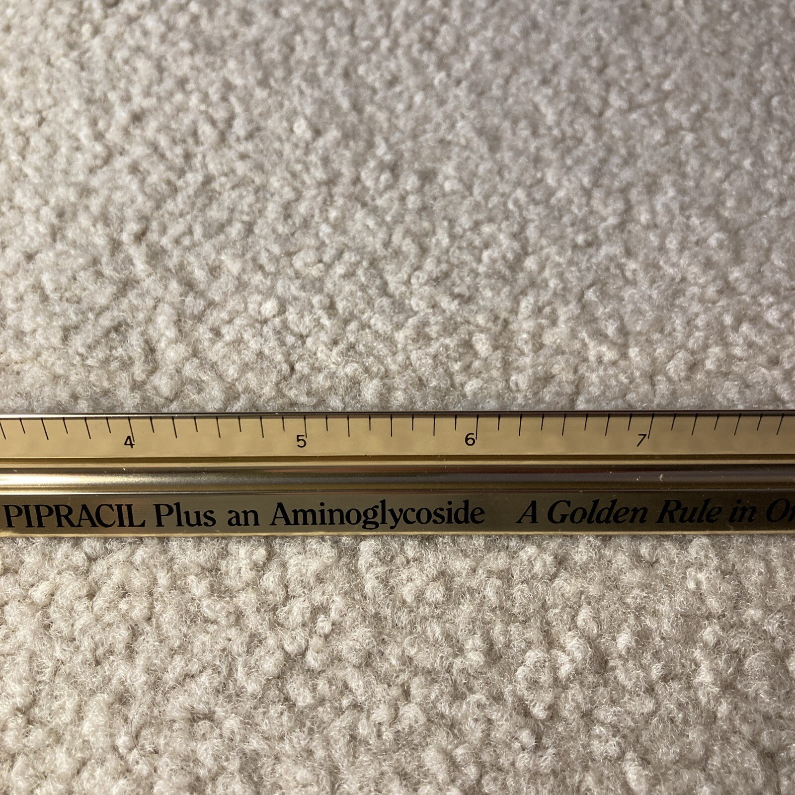 Vintage 1986 Pipracil 12” Metal 3 Sided Ruler Drug Rep. Advertising Medical
