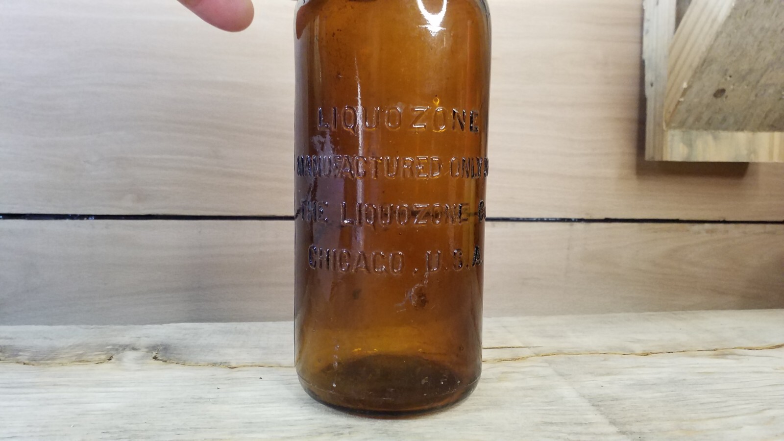 Vintage Brown Chemical Bottle LIQUOZONE MFD. BY THE LIQUOZONE CO. CHICAGO US
