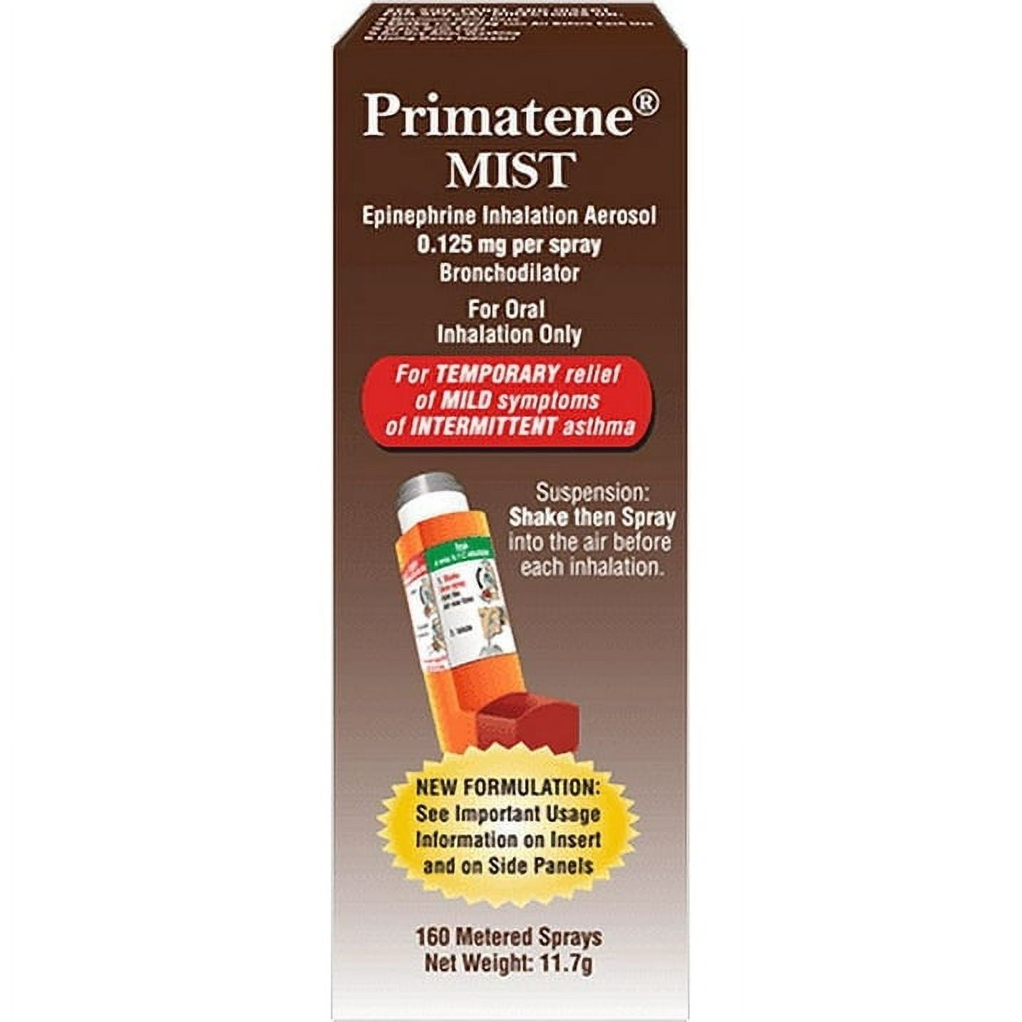 Primatene MIST Epinephrine Inhaler 0.125mg 160 Sprays OTC Asthma Relief – 2 Pack