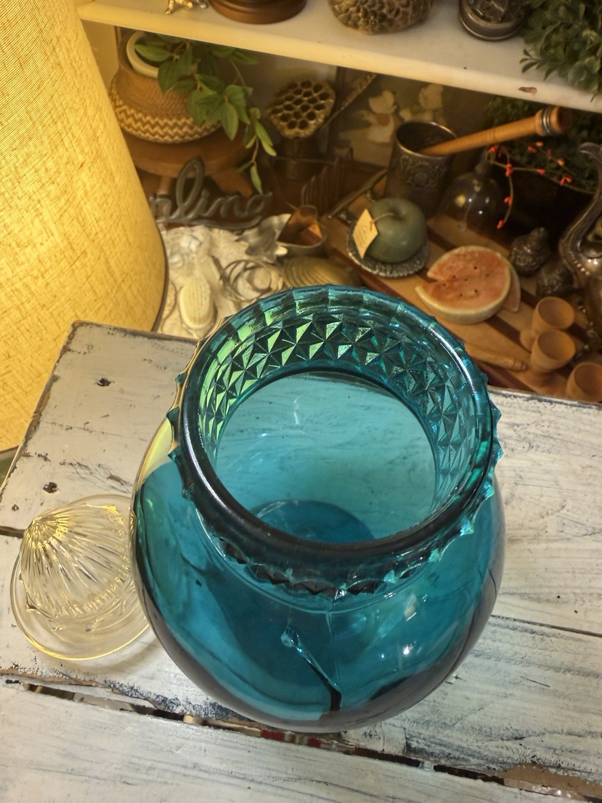 Vintage LE Smith Glass Apothecary Jar 11” READ DESCRIPTION