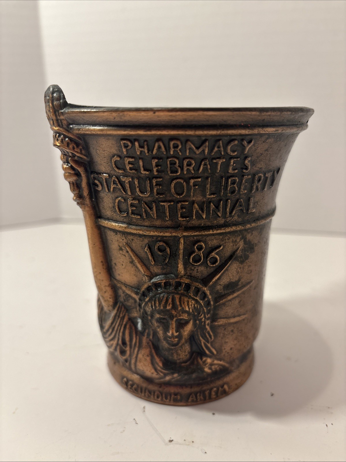 VINTAGE STATUE OF LIBERTY SCHERING MORTAR Prescription RX Doctor Gift Pen Holder