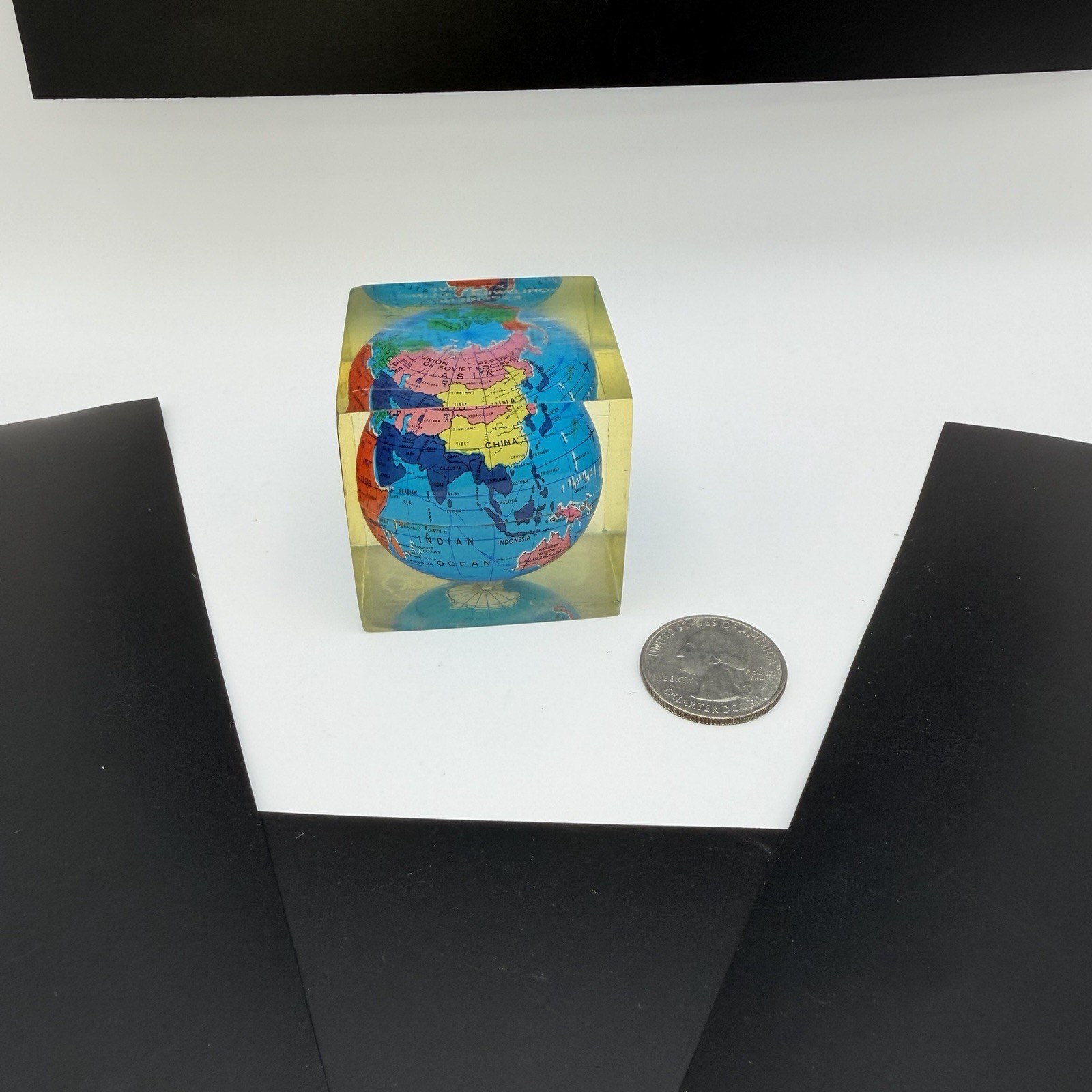 Vintage Glaxo Roche Pharmaceutical Acrylic Globe Paperweight See Details