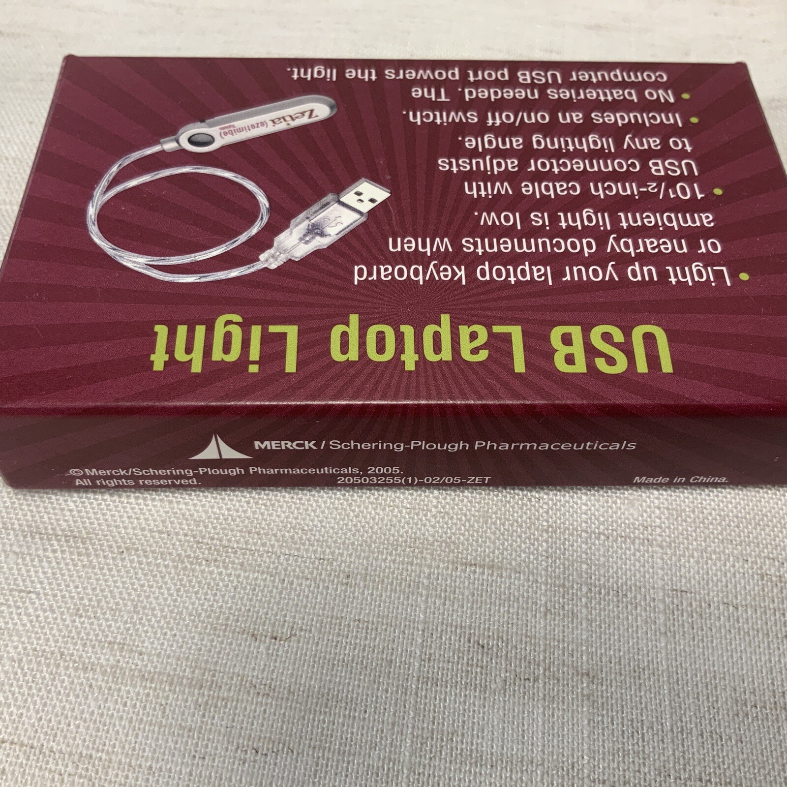 Zetia USB Light Pharmaceutical Drug Medical Advertising Vintage ezetimibe Merck