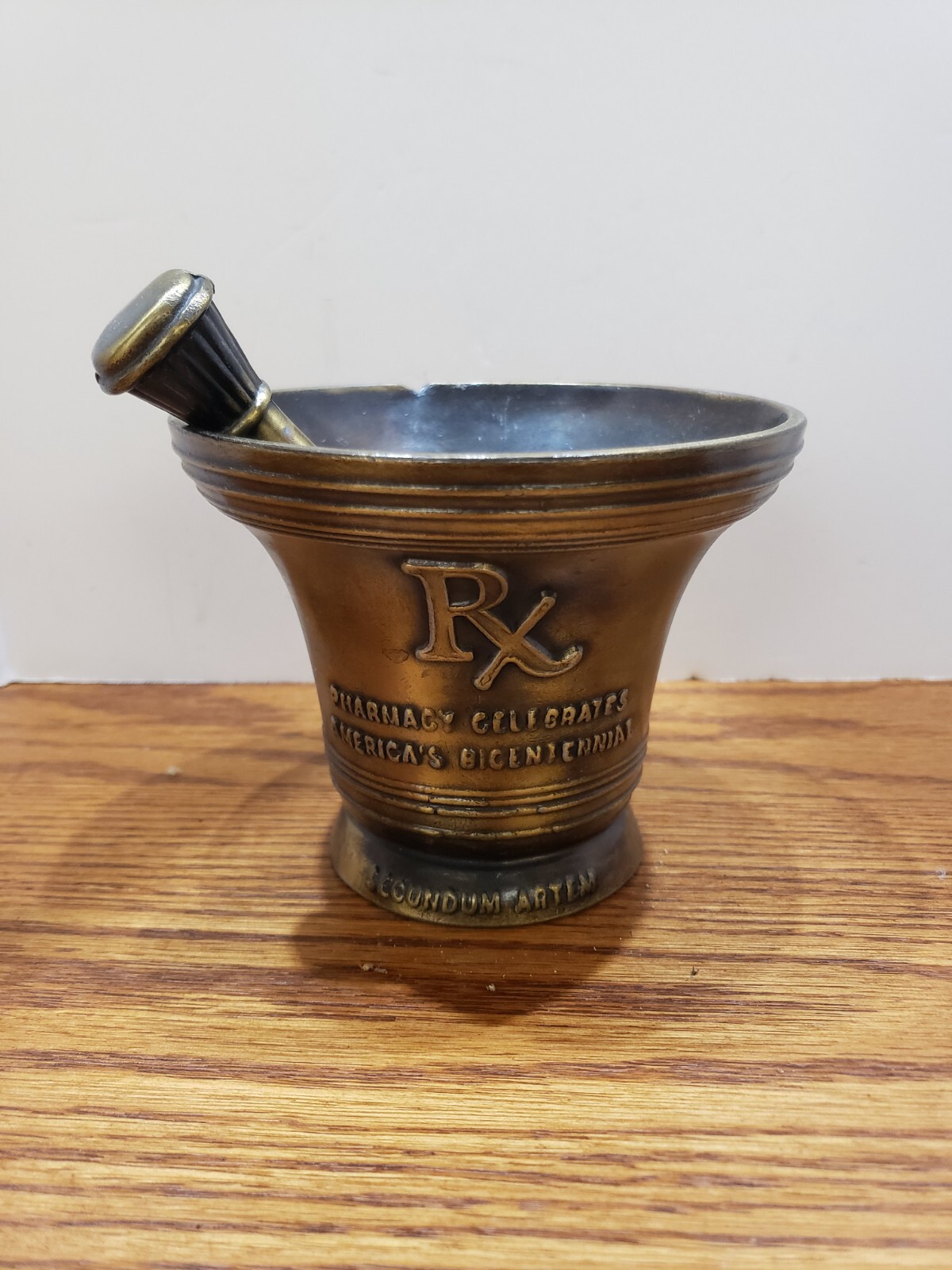 vintage 1976 Schering metal Mortar and Pestle 14th Edition Bicentennial