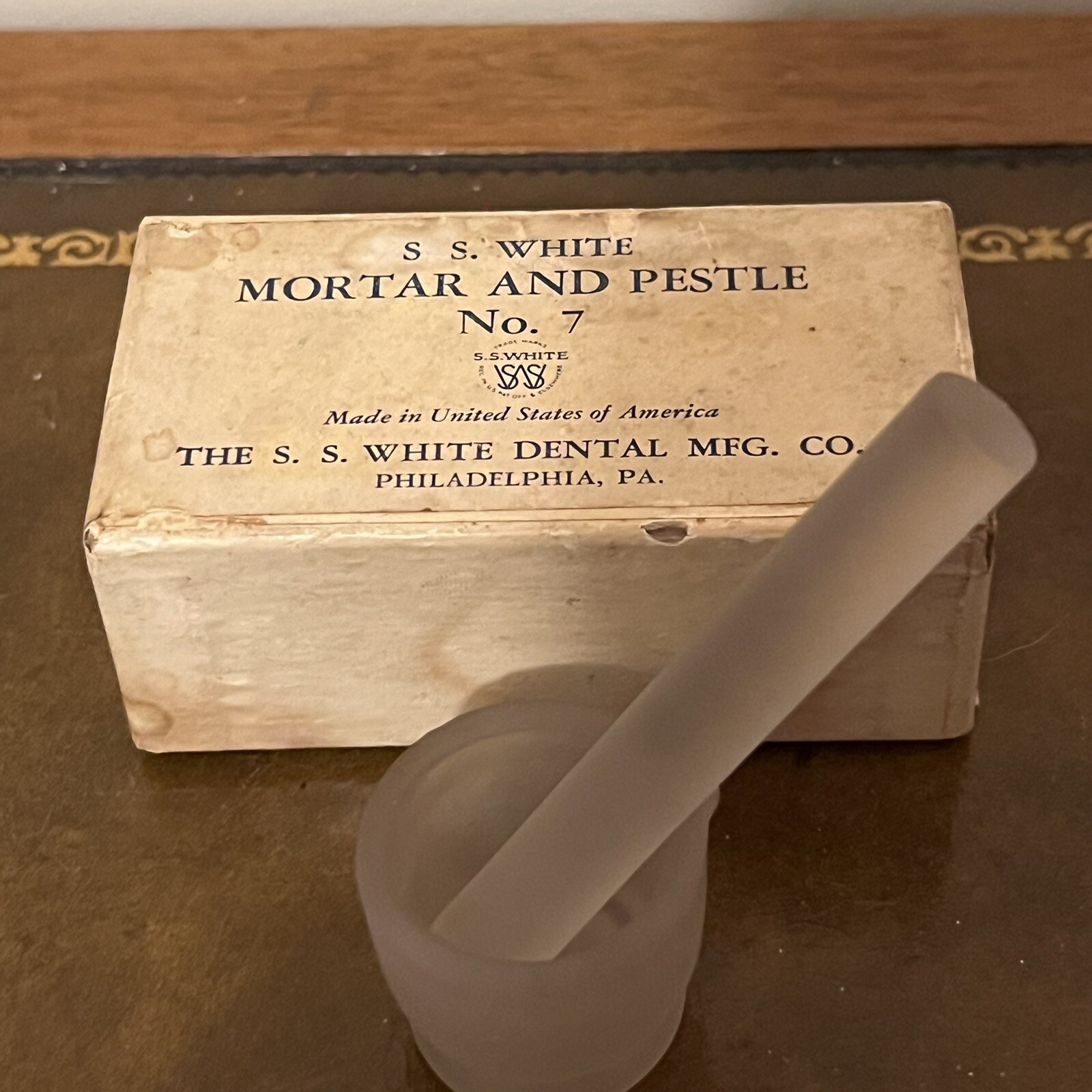 Vintage S.S. White Dental Mortar And Pestle No. 7