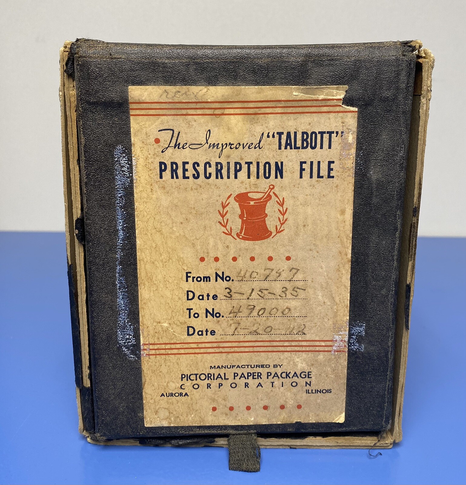 Vintage Talbott 1935 Pharmacy Prescription File