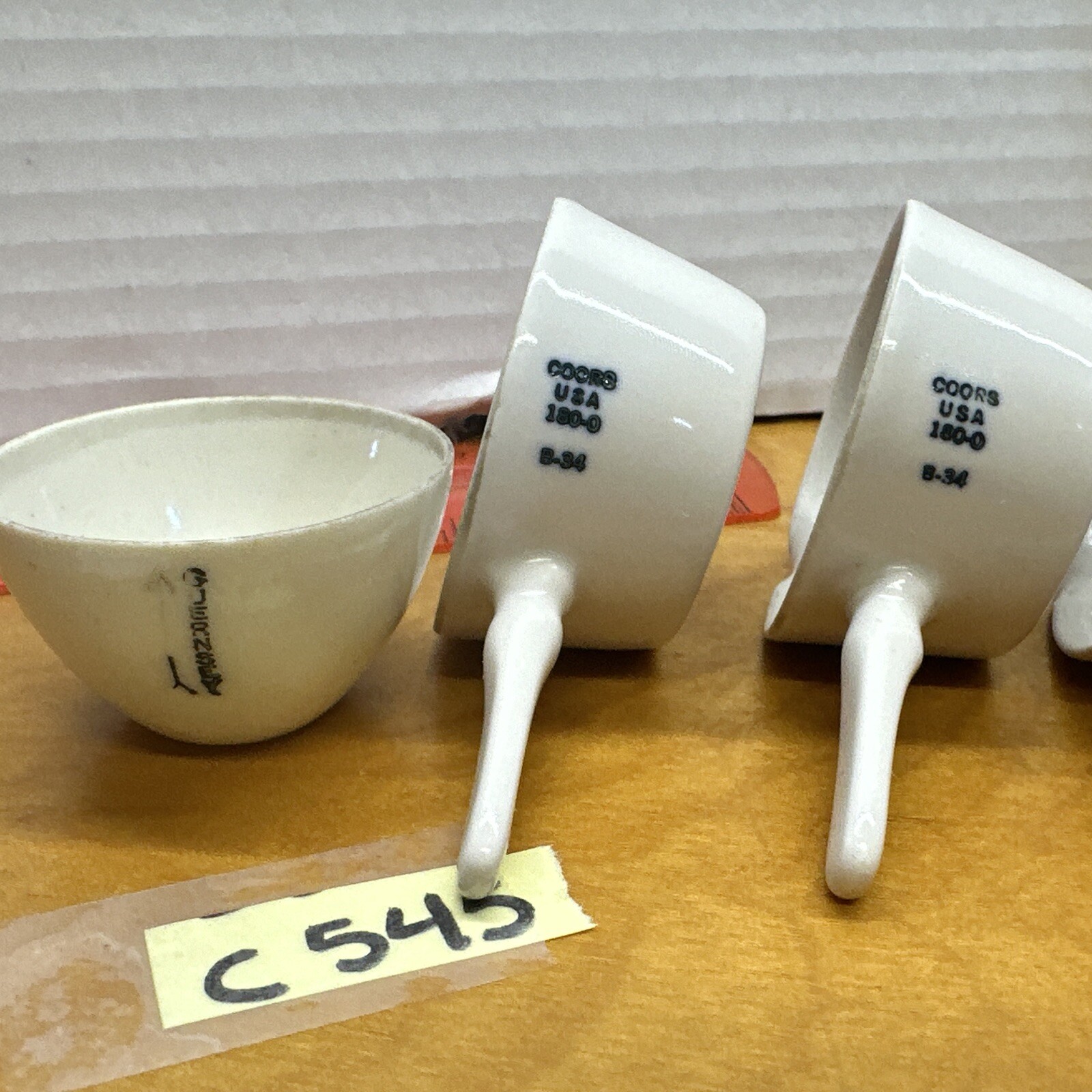 LOT Vintage COORS USA 180-0 B34 medical science porcelain pot with lid & spout