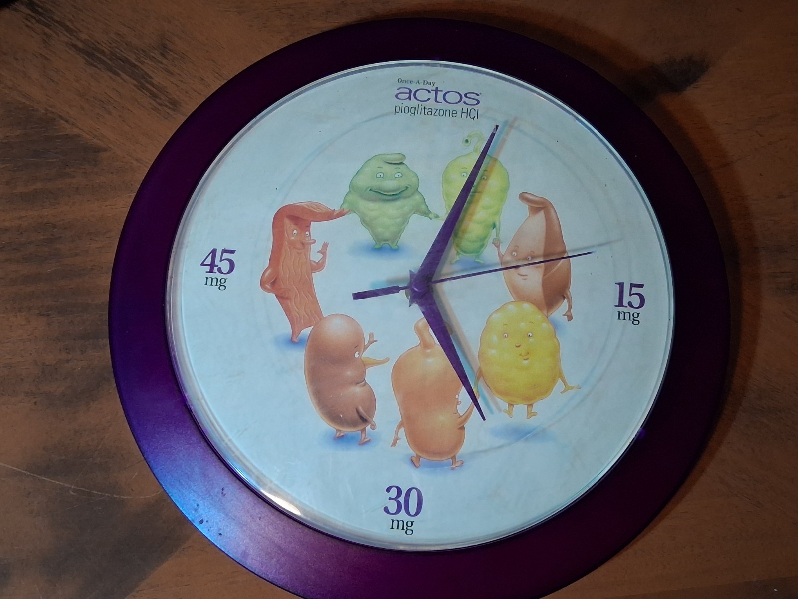 Actos Drug Rep Pharmaceutical Wall Clock Rare 2000 12″