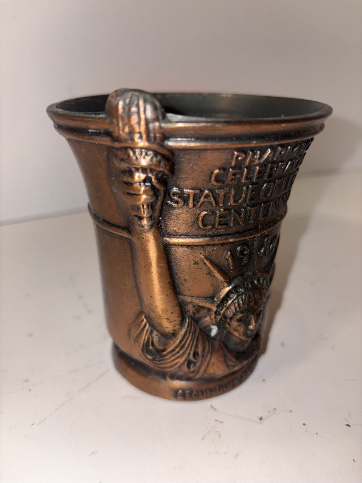 VINTAGE STATUE OF LIBERTY SCHERING MORTAR Prescription RX Doctor Gift Pen Holder