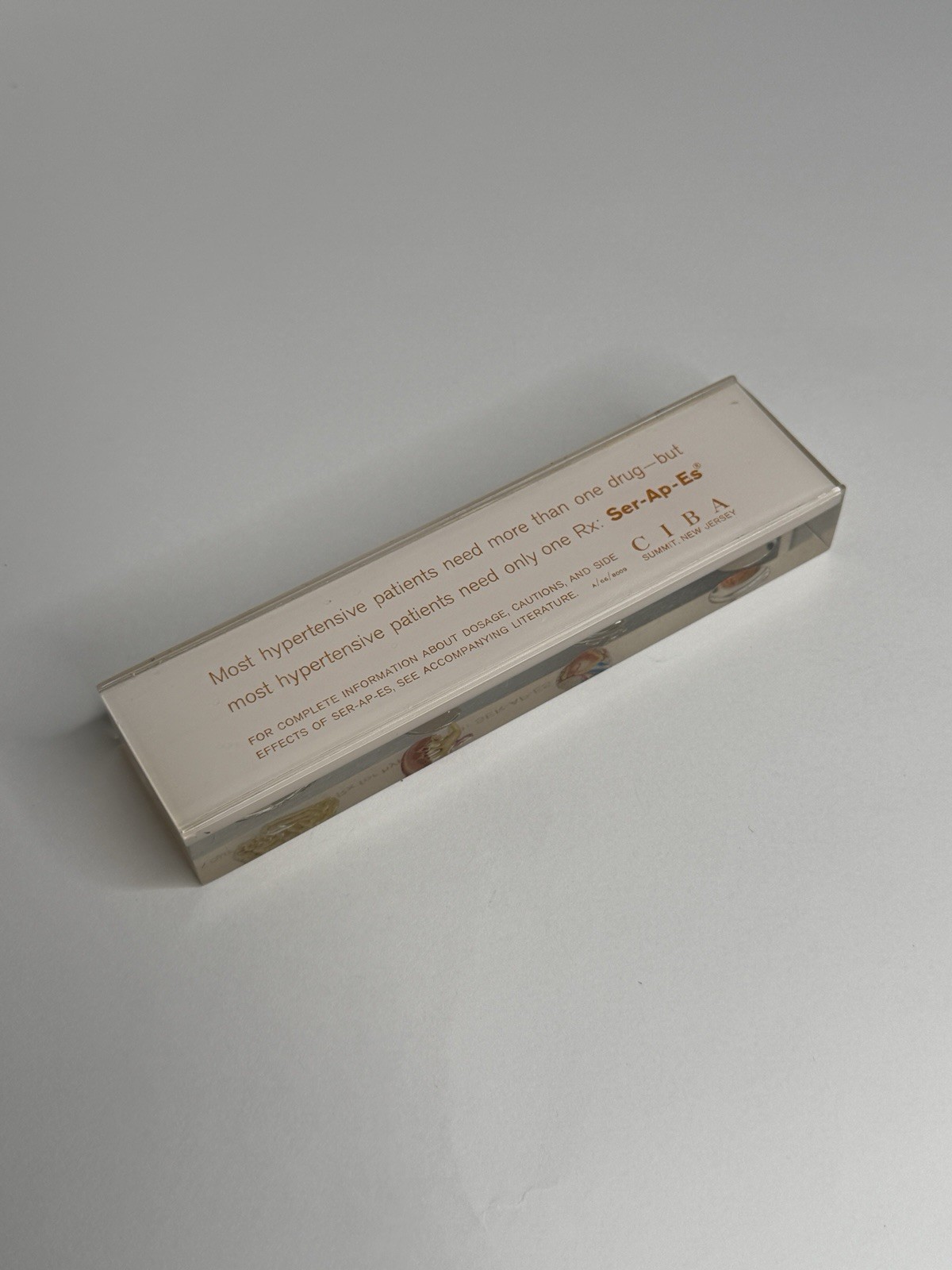 vintage Ciba Pharmaceutical physician paperweight advertising Ser-Ap-Es