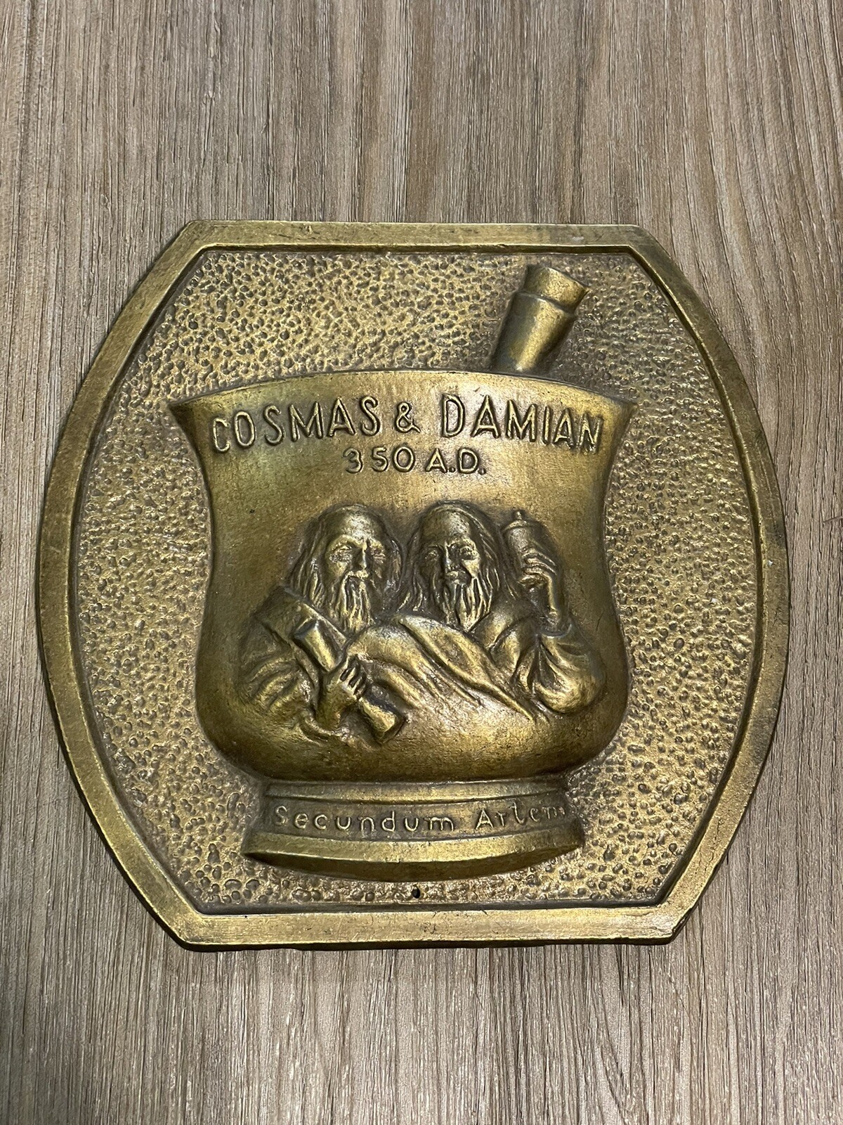Cosmas & Damian Secundum Artem 350 AD 1980 Small Embossed Sign