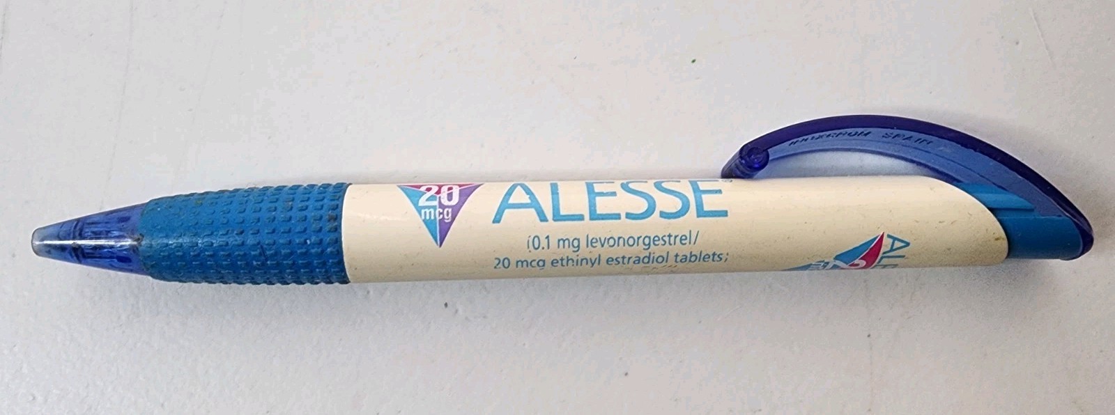 Alesse pharmaceutical drug rep pen Clicker Top With Black Ink gripper & clip