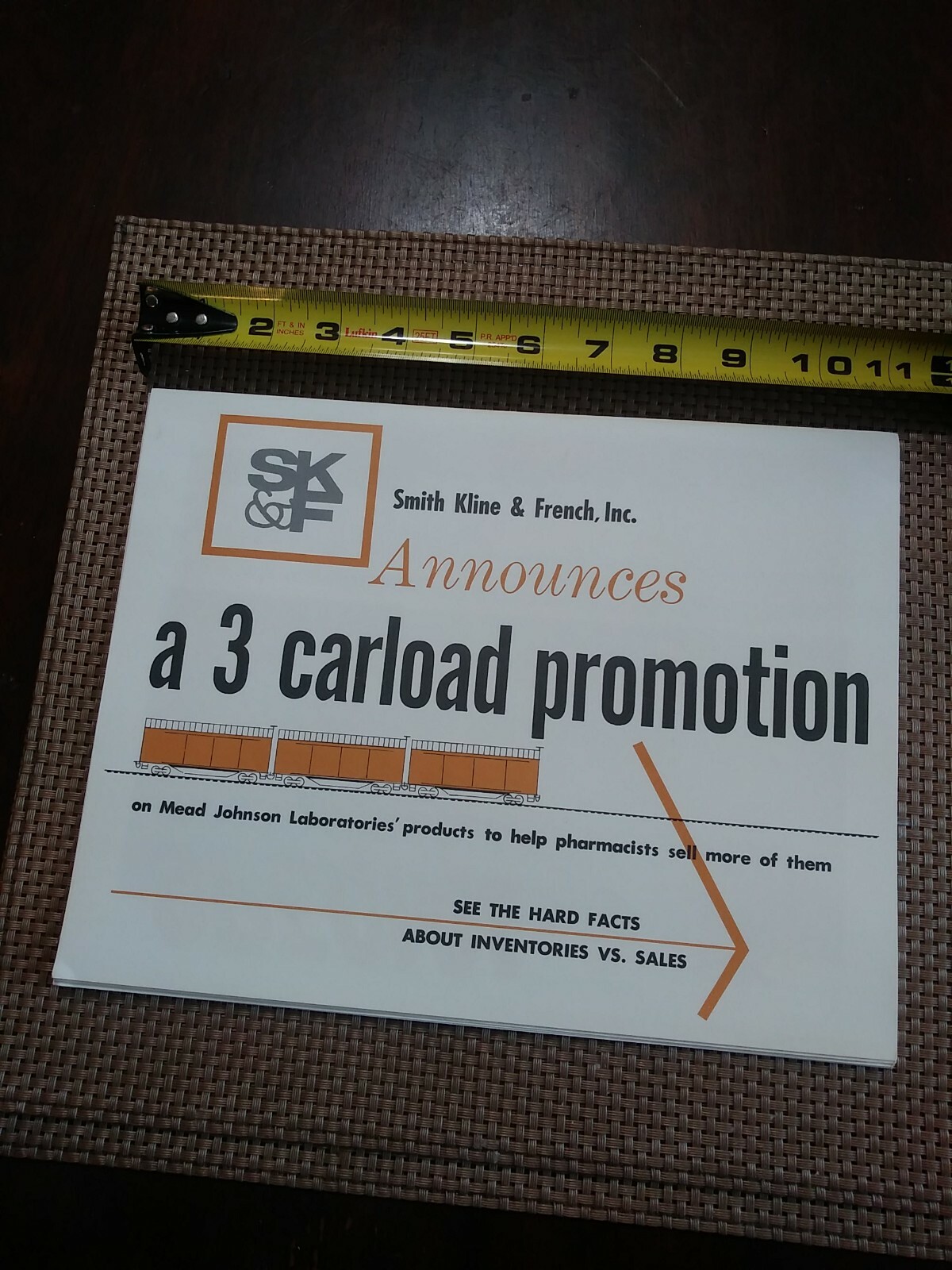 Vtg 1960’s Smith Kline & French Inc Promotional Flyer 3 Carload Promotion