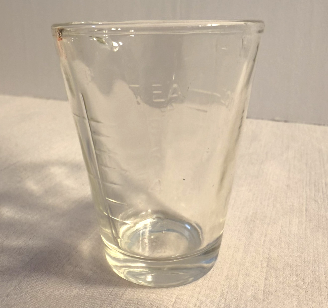 Vintage Glasco Apothecary Measuring Glass Cup with Embossed Graduations & spout