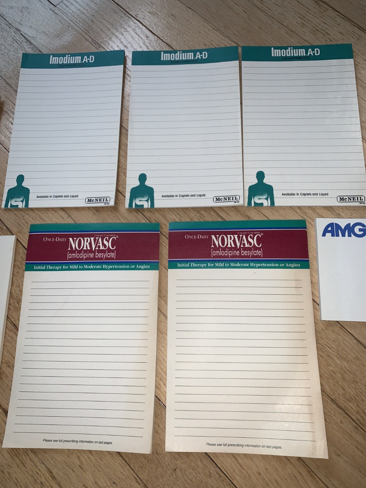 Vintage Pharma Drug Rep Note Pads Lot Amgen Parlodel Tylenol Norvasc Tavist