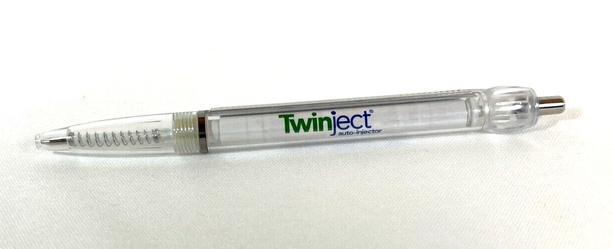 Twinject Drug Rep Collectible Pharmaceutical Clicker Pen w/ Pull Out Instruction
