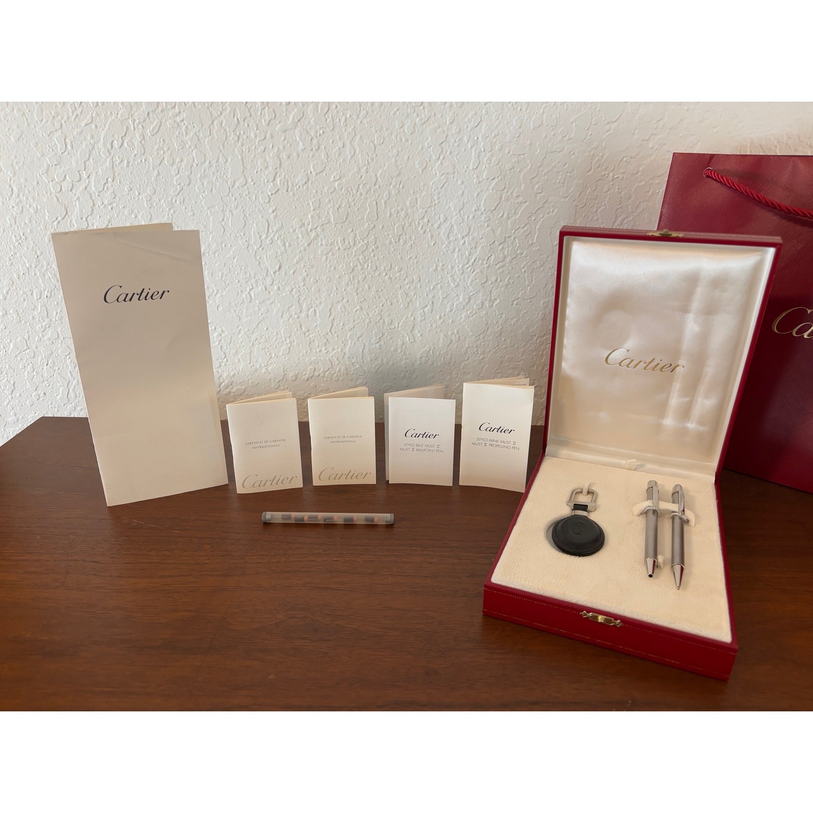 Must de Cartier Stainless Steel Pen, Pencil & Key NIB Box