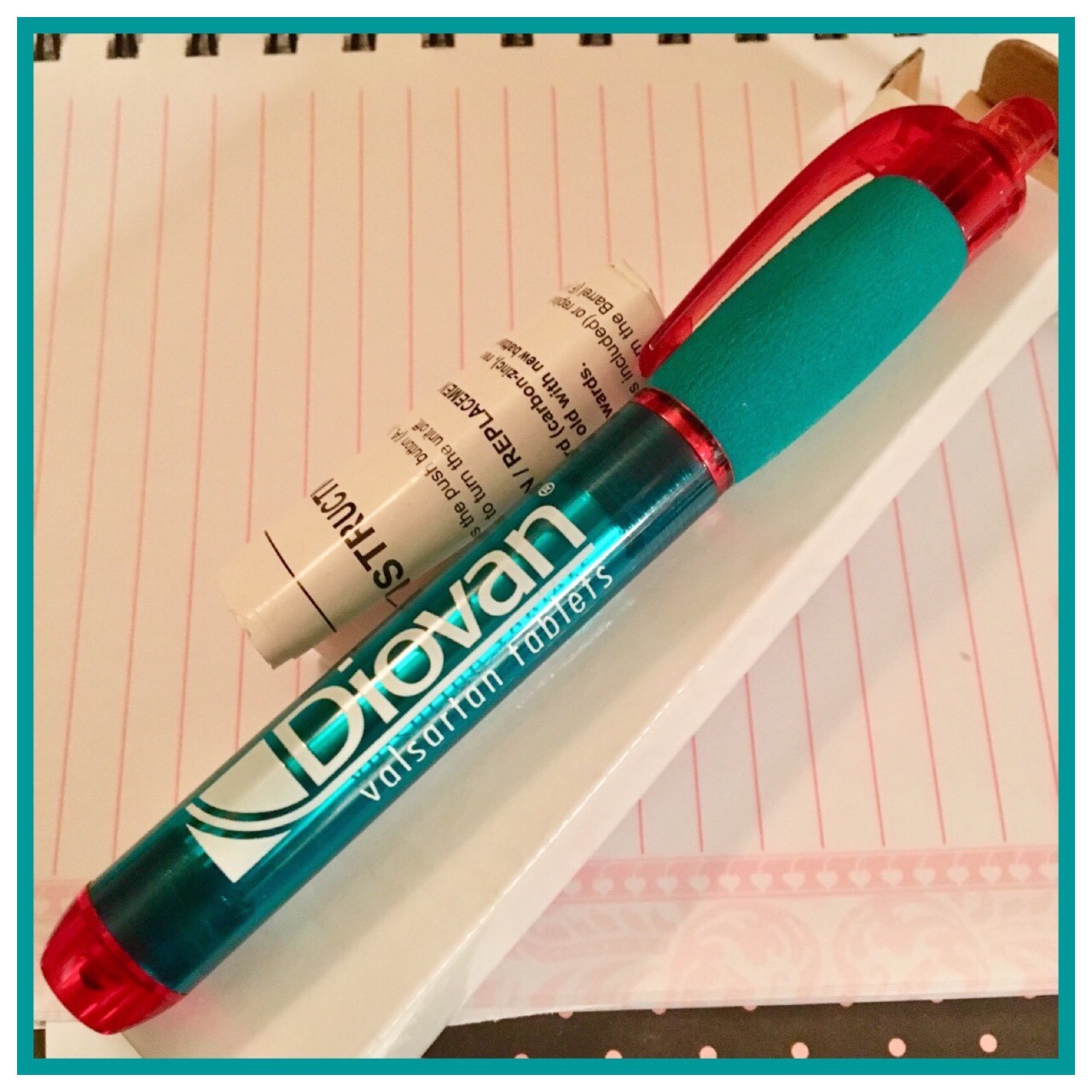 NIB Drug Rep Exam Flashlight Pen Light DIOVAN HCT TEAL Red GRIP w/ Batteries!