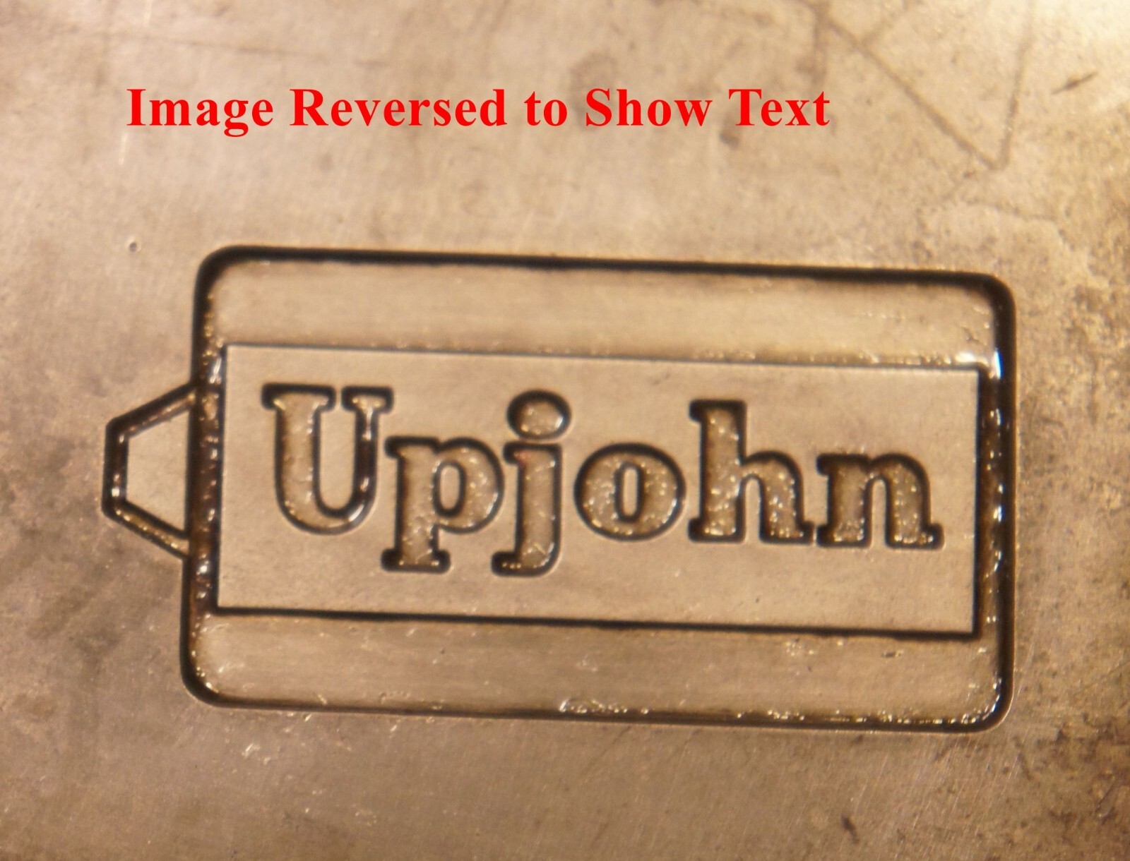 1976 UPJOHN Pharmaceutical Adv Key Fob STEEL STAMPING DIE Robbins RX49