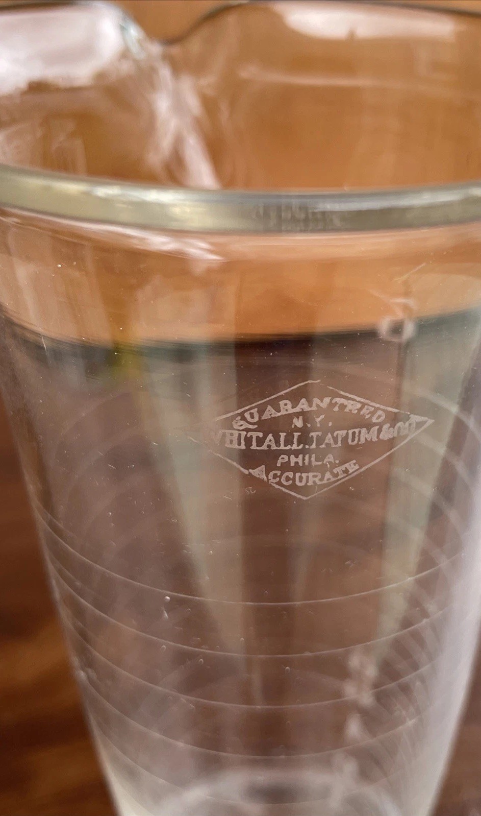 Antique Hand Blown Glass Laboratory Apothecary Beaker 5 1/2″ Whitall Tatum & Co.