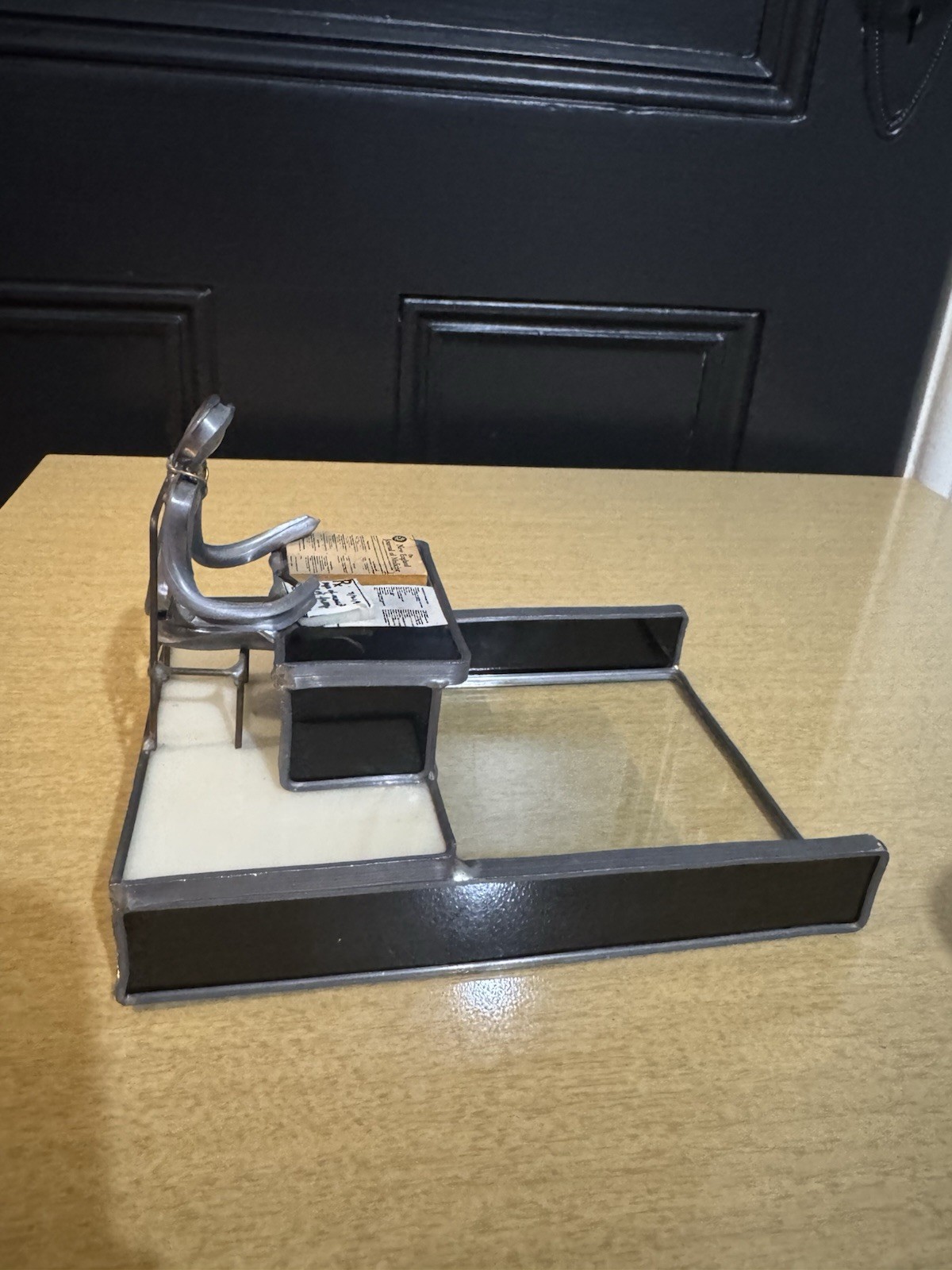 Vtg Carl Goeller Doctor Industrial Note Holder Metal Medical Sculpture Office